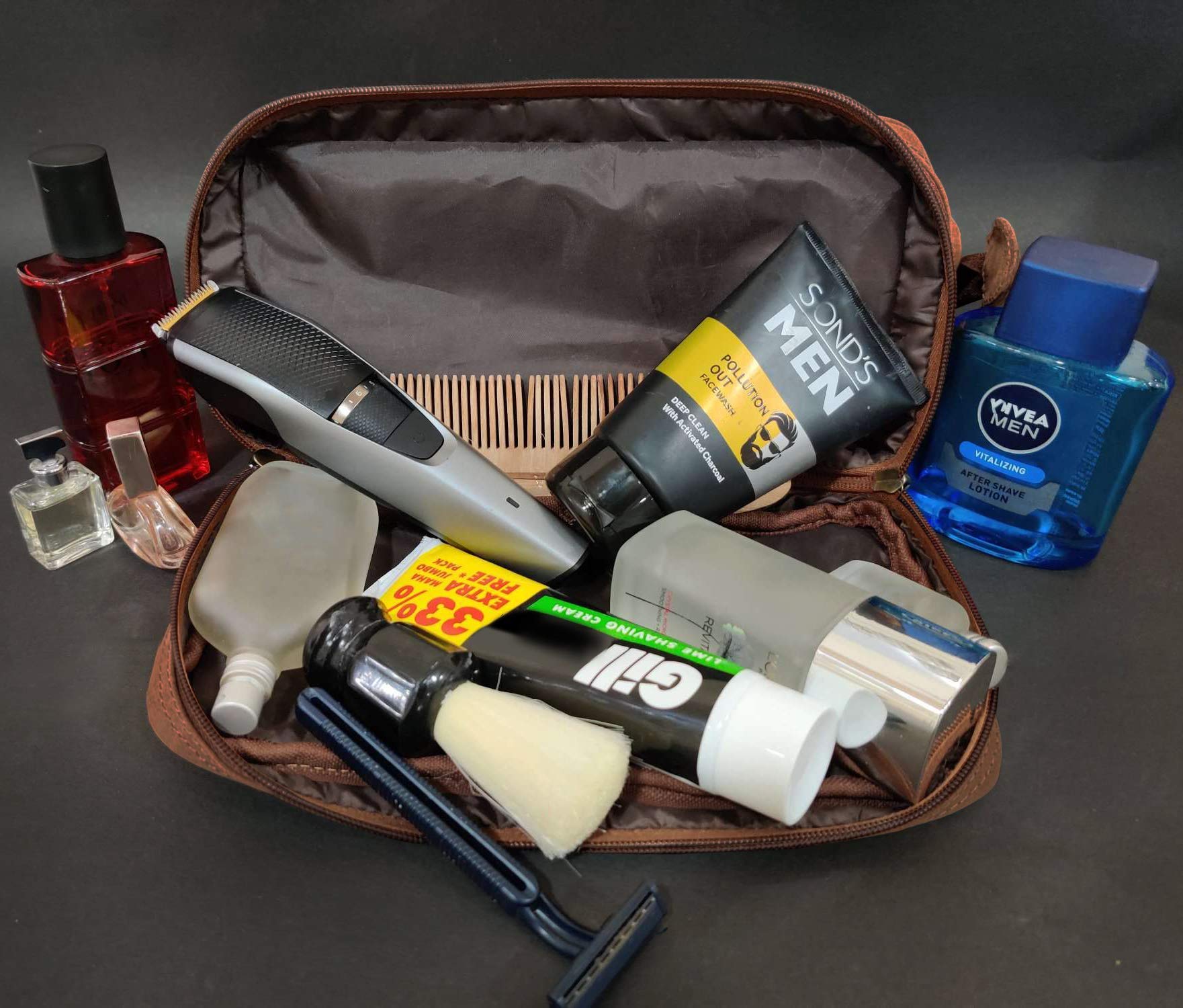 RUSTIC TOWN Premium Leather Toiletry Bag Set for Men & Women - Durable Travel Cosmetic Organizer with Multiple Pockets | Perfect Gift for Business Trips, Camping & Vacation Essentials