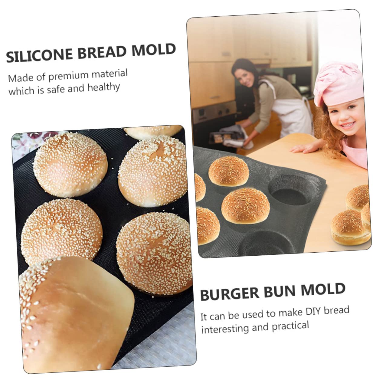 DOITOOL Non-Stick Silicone Baking Molds - Round Bun Pan for Bread, Chocolate & Gummy Candy Making | Reusable, BPA-Free Silicone Molds for Home Baking & Professional Pastry Decorating