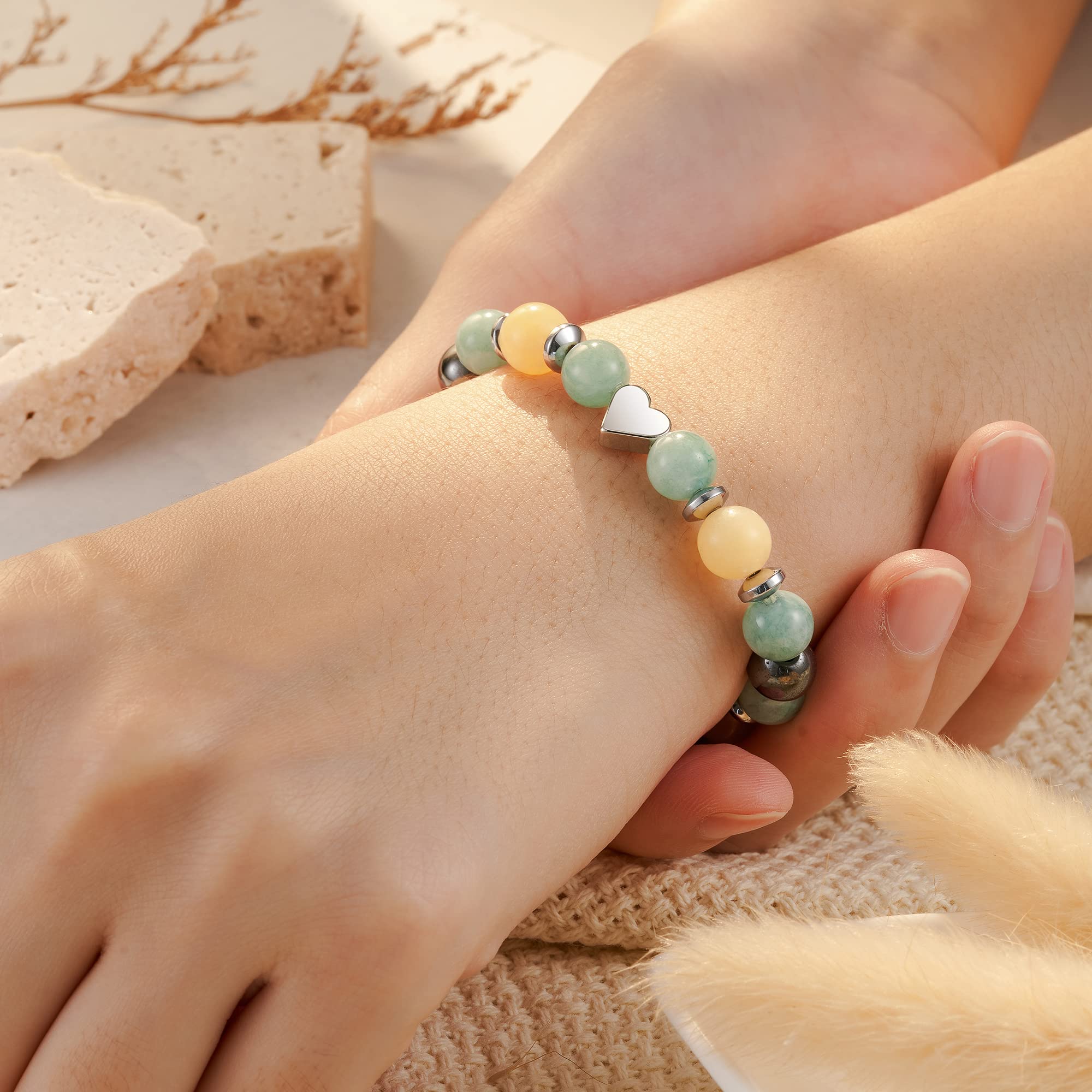 HGDEER Natural Stone Bracelet for Women - 