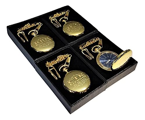 5 Personalized Engraved Pocket Watches with Gift Box & Stainless Steel Chain - Vintage Wedding Groomsmen Gifts, Best Man Gift Set (Black) - Perfect for Weddings, Anniversaries & Special Occasions