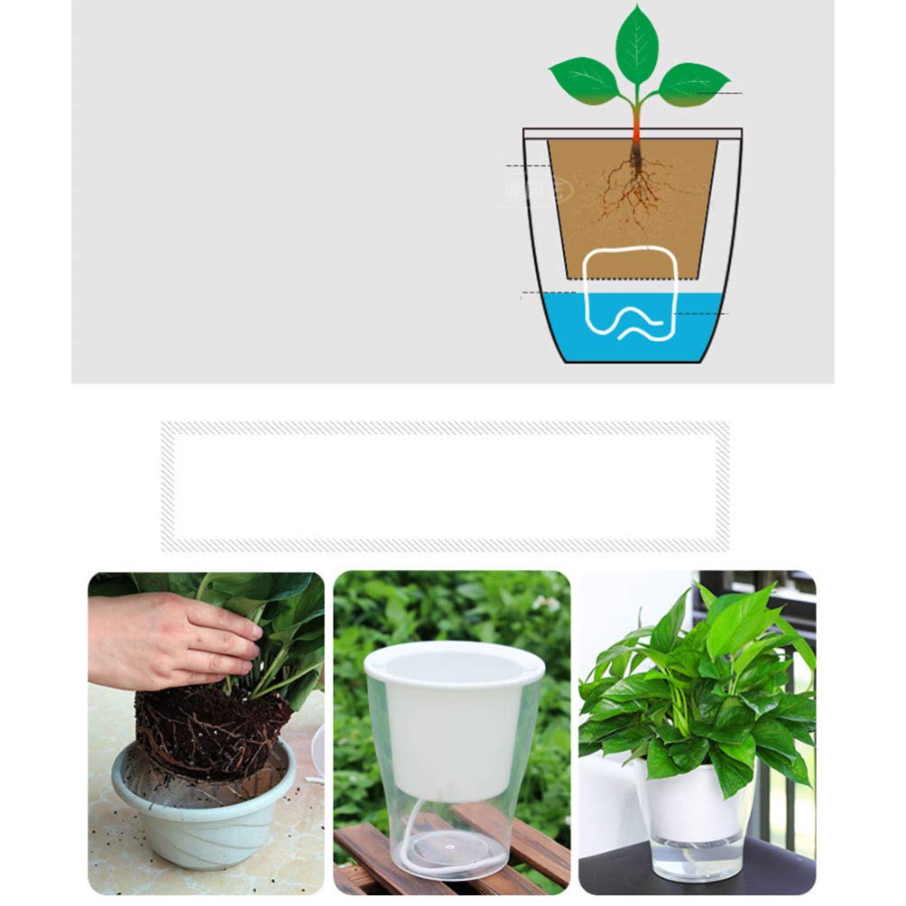 DOITOOL透明树脂自动吸水储水花盆 塑料花盆水培植物种植 室内外园艺装饰盆栽
