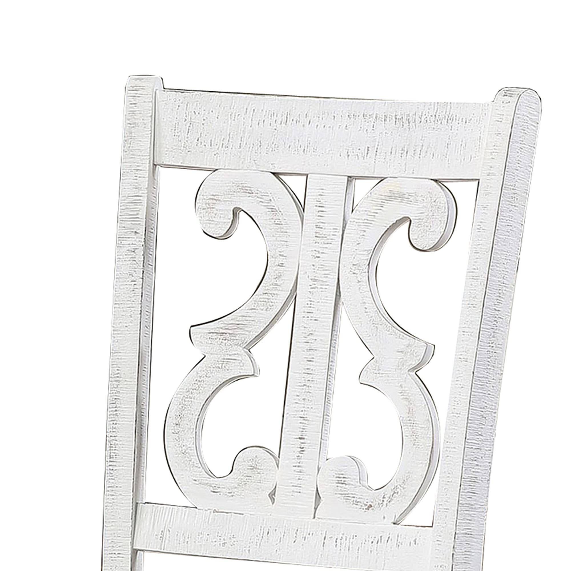 Benjara Open Scroll Back Wooden Side Chairs with Padded Seat - Set of 2, White - Perfect for Dining Room, Kitchen, or Living Room Accent Furniture