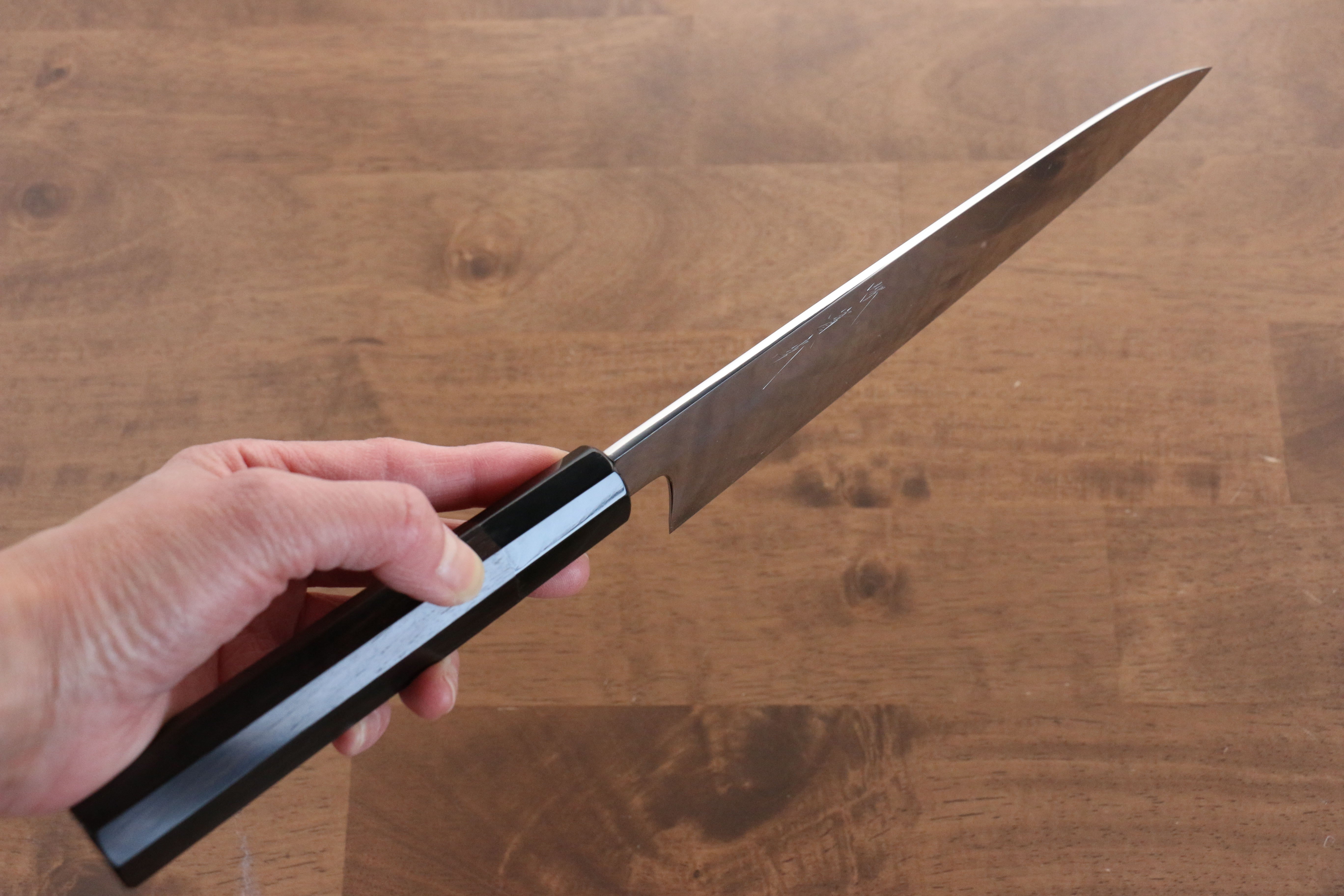 Premium Jikko Honyaki White Steel No.3 Gyuto Knife 210mm - Japanese Chef Knife with Mirrored Finish & Ebony Wood Handle - Perfect for Sushi, Meat Slicing, and Professional Kitchen Use