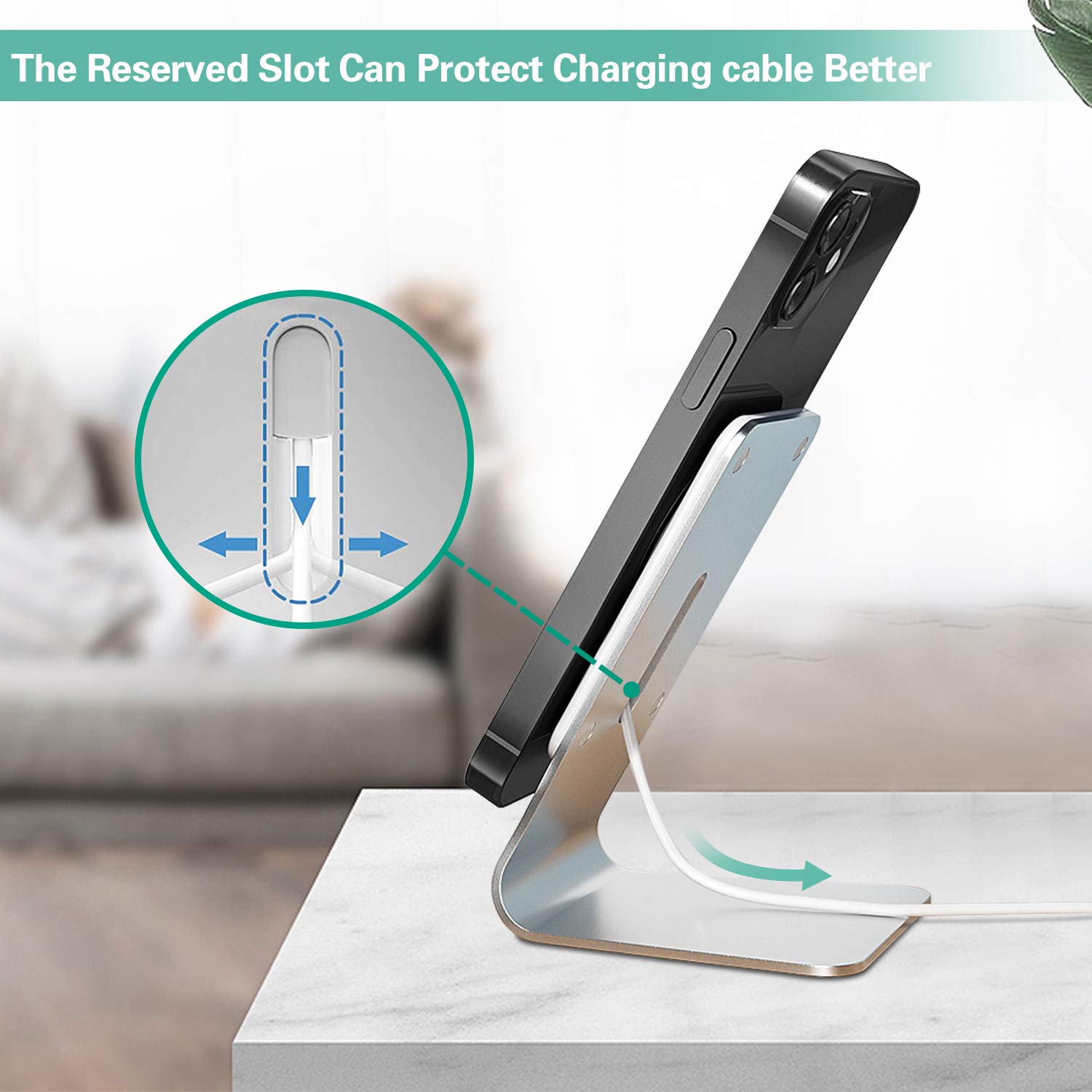 Magnetic Phone Stand for Apple MagSafe Charger - Aluminum Wireless Charging Holder Dock Compatible with iPhone 15/14/13/12 Pro Max/Plus/Mini - Perfect for Office Desk, Home Table & Nightstand Charging