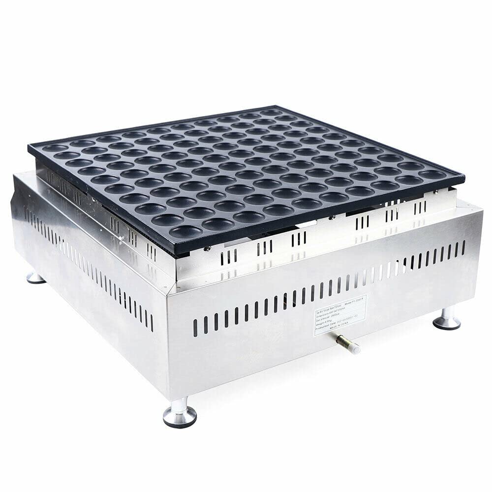 Eapmic Commercial Poffertje Maker - 100-Hole LPG Gas Mini Dutch Pancake Baker Machine, 1.7-Inch Nonstick Stainless Steel Mini Pancake & Dorayaki Maker for Restaurants, Bakeries, Cafes, and Street Food Vendors - Perfect for Breakfast, Snacks, and Desserts