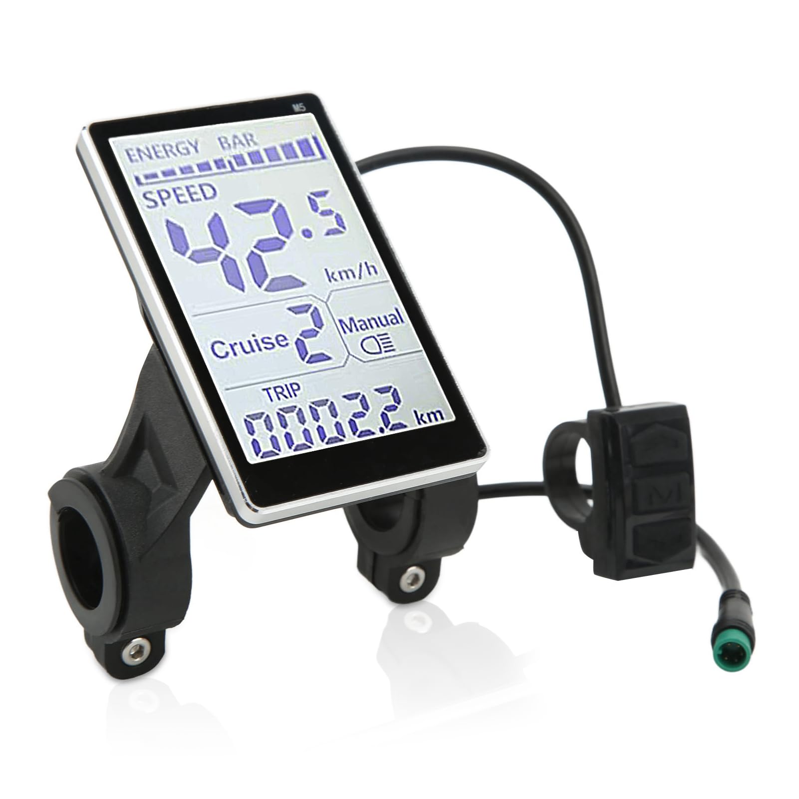 Universal 24V-60V Waterproof LCD Display for Electric Bikes & Scooters - M5 E-Bike Control Panel with 5-Pin Connector (Fits 22.2mm/31.8mm Handlebars) - Perfect for Commuting, Off-Road Adventures & Urban Riding