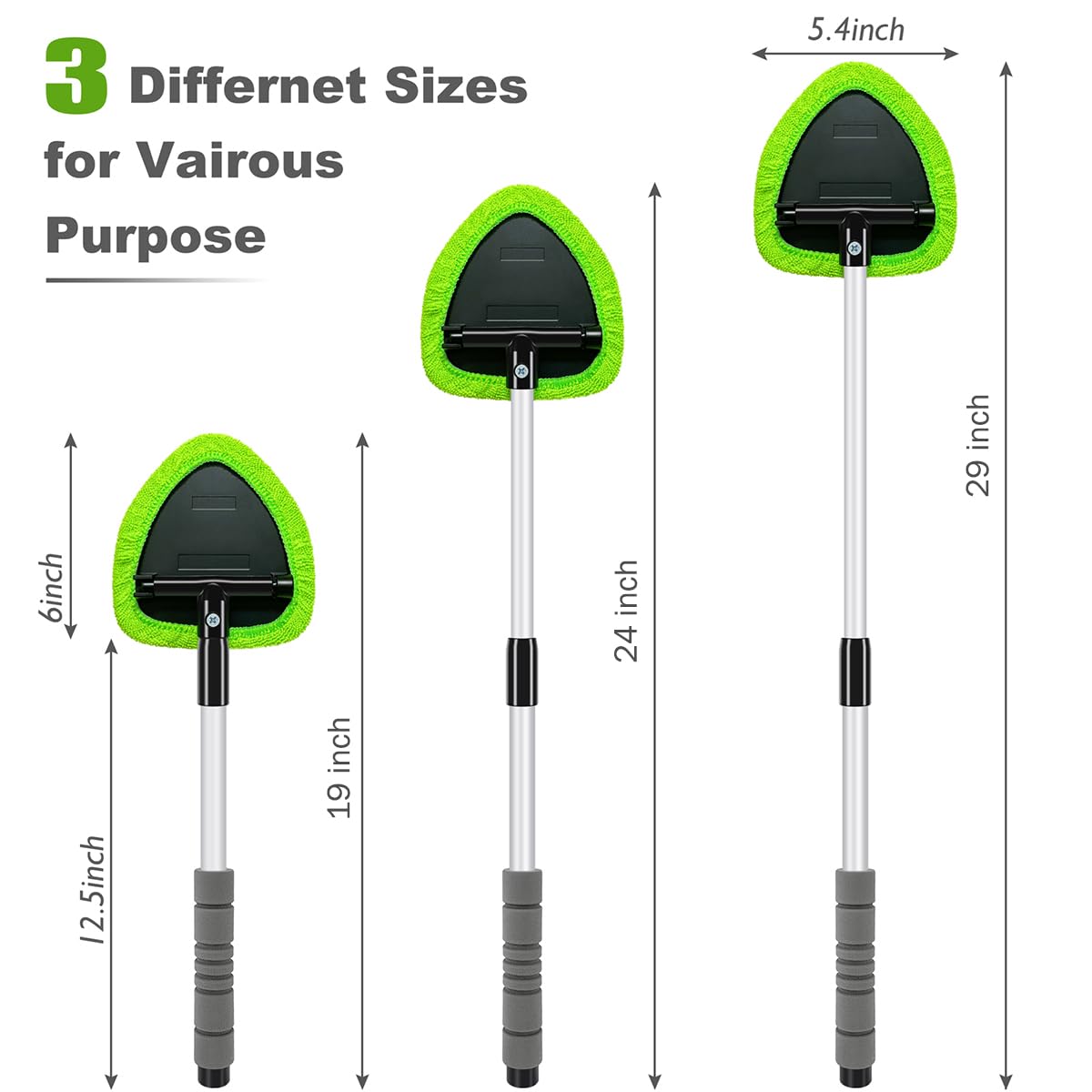 XINDELL 29-inch Extendable Windshield Cleaner Tool with 4 Microfiber Pads - Car Interior Cleaning Brush Kit for Auto Glass Detailing, Trucks, SUVs, RVs & Home Windows - Perfect for Car Wash, Vehicle Maintenance and Household Cleaning