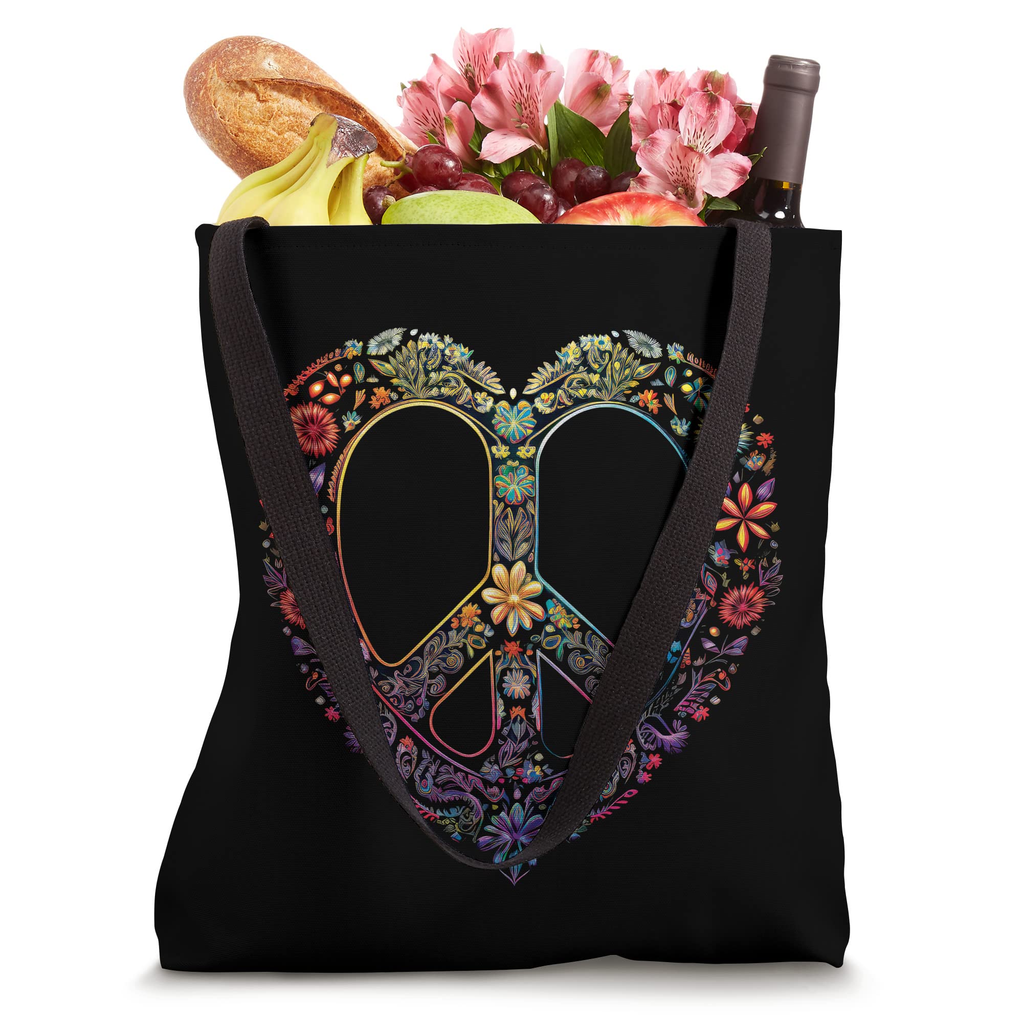 Peace and Love Tote Bag - Eco-Friendly Cotton Canvas Shopping Bag for Women & Men - Perfect for Groceries, Beach, Work & Travel
