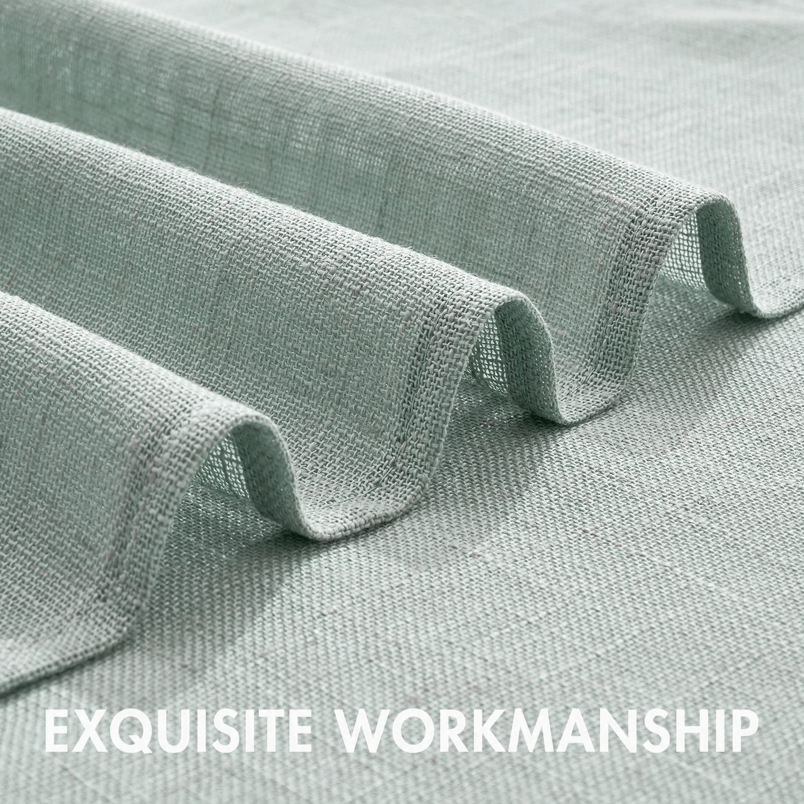 MIULEE 24 Inch Farmhouse Cafe Curtains - Semi-Sheer Linen Short Curtains for Kitchen, Bathroom & Basement Windows (2 Panels, 26x24 Inches, Sea Green) - Perfect Over Sink Window Covering & Small Space Decor