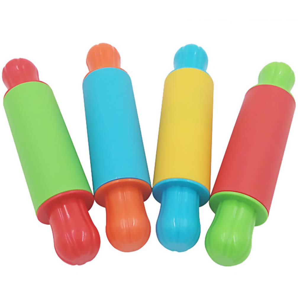 4PCS Soft Clay Rolling Pin Set - Plasticine Dough Modeling Roller Sticks for Kids - Playdough Tools Kit for Children's Art & Craft - Perfect for Playdough, Polymer Clay, and DIY Modeling Projects