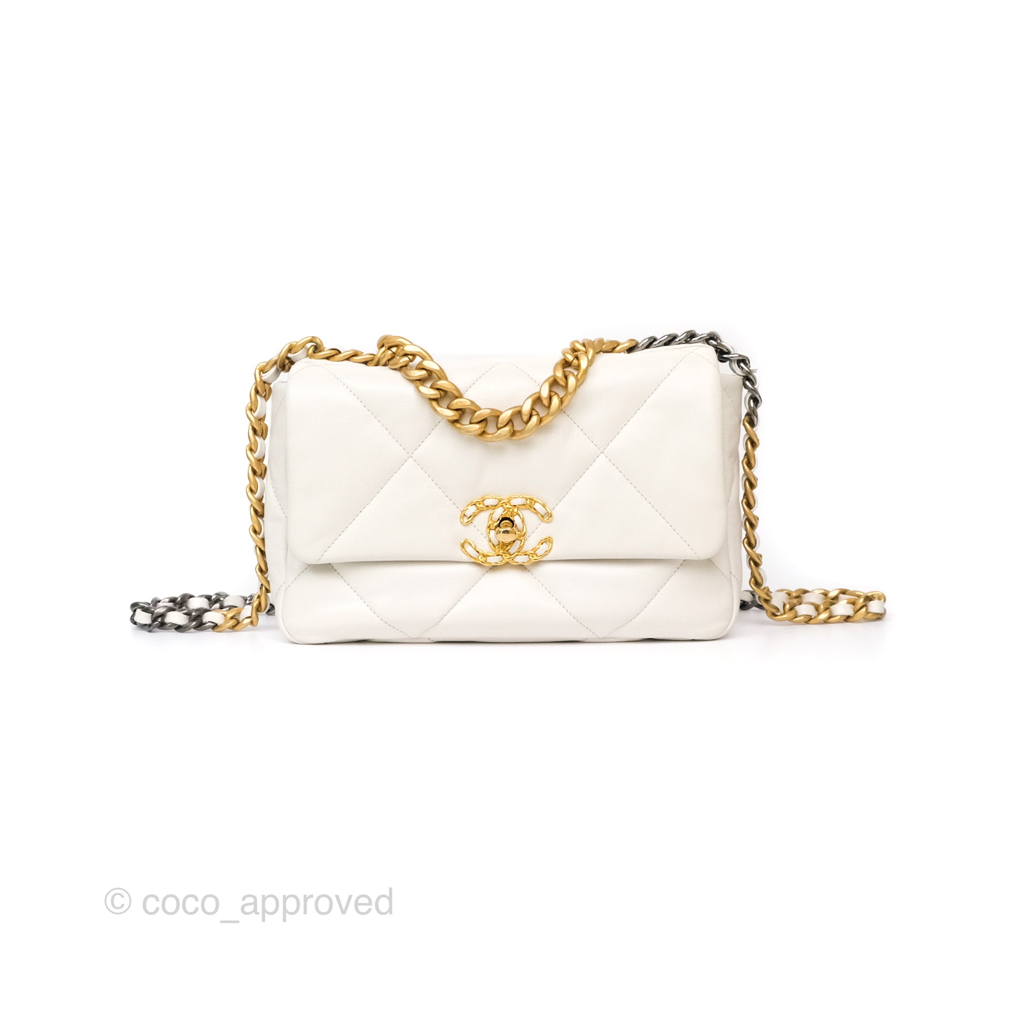 Chanel 19 Small Handbag in Pearly White with Mixed Hardware - Luxury Crossbody Bag for Women, Perfect for Date Night & Evening Events