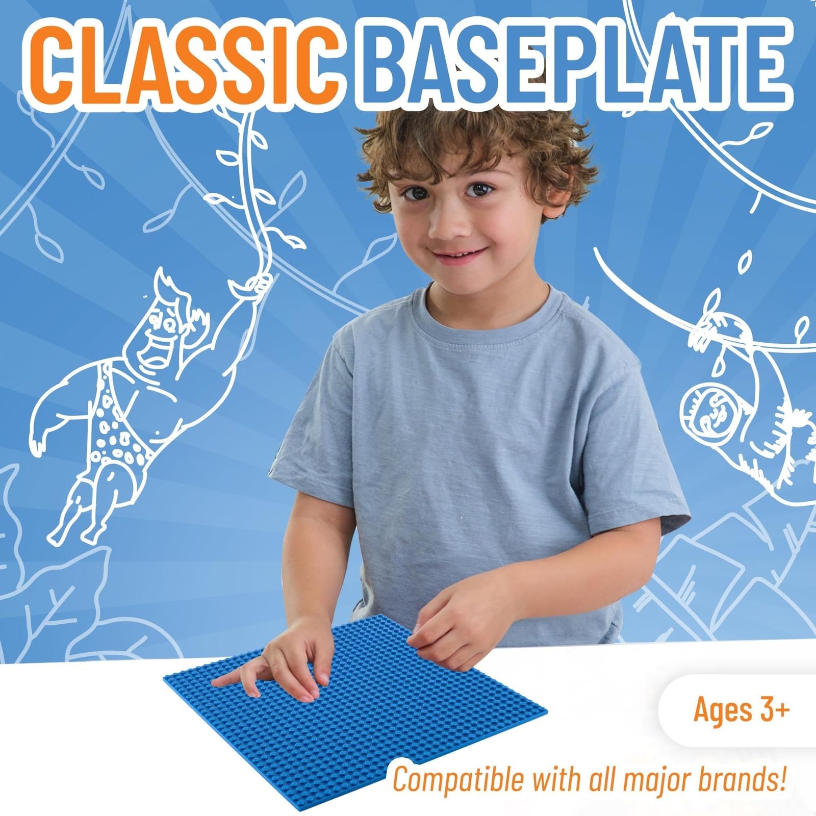 Strictly Briks Large 10x10 Inch Blue Baseplate - 100% Lego Compatible Stackable Building Plate for Tables, Mats & Creative Play | Perfect for Kids' Rooms, Classrooms & DIY Projects