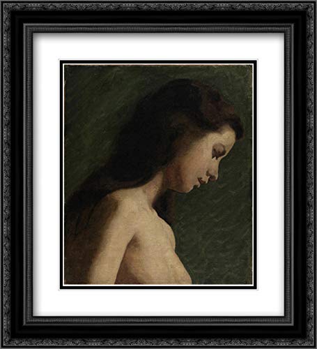 Thomas Eakins Study Of A Girl's Head - 20x22 Inch Black Ornate Framed Museum Art Print with Double Matting - Perfect for Living Room, Bedroom or Office Wall Decor