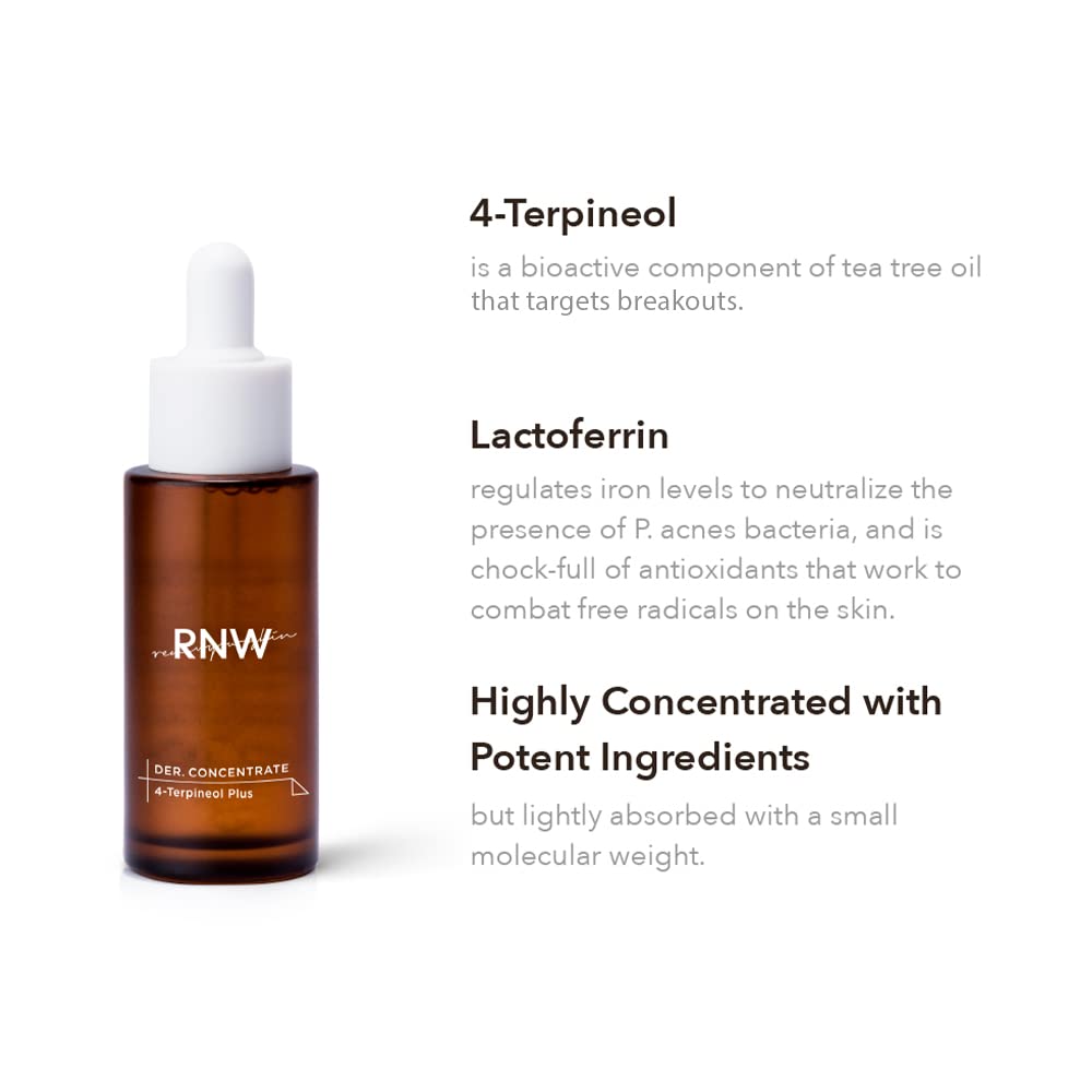 RNW Der. Concentrate 4-Terpineol Plus Serum 30ml - Soothing Tea Tree Oil Ampoule for Acne Prone & Sensitive Skin | Korean Skincare for Blemish Control & Redness Relief | Daily Face Care & Night Treatment