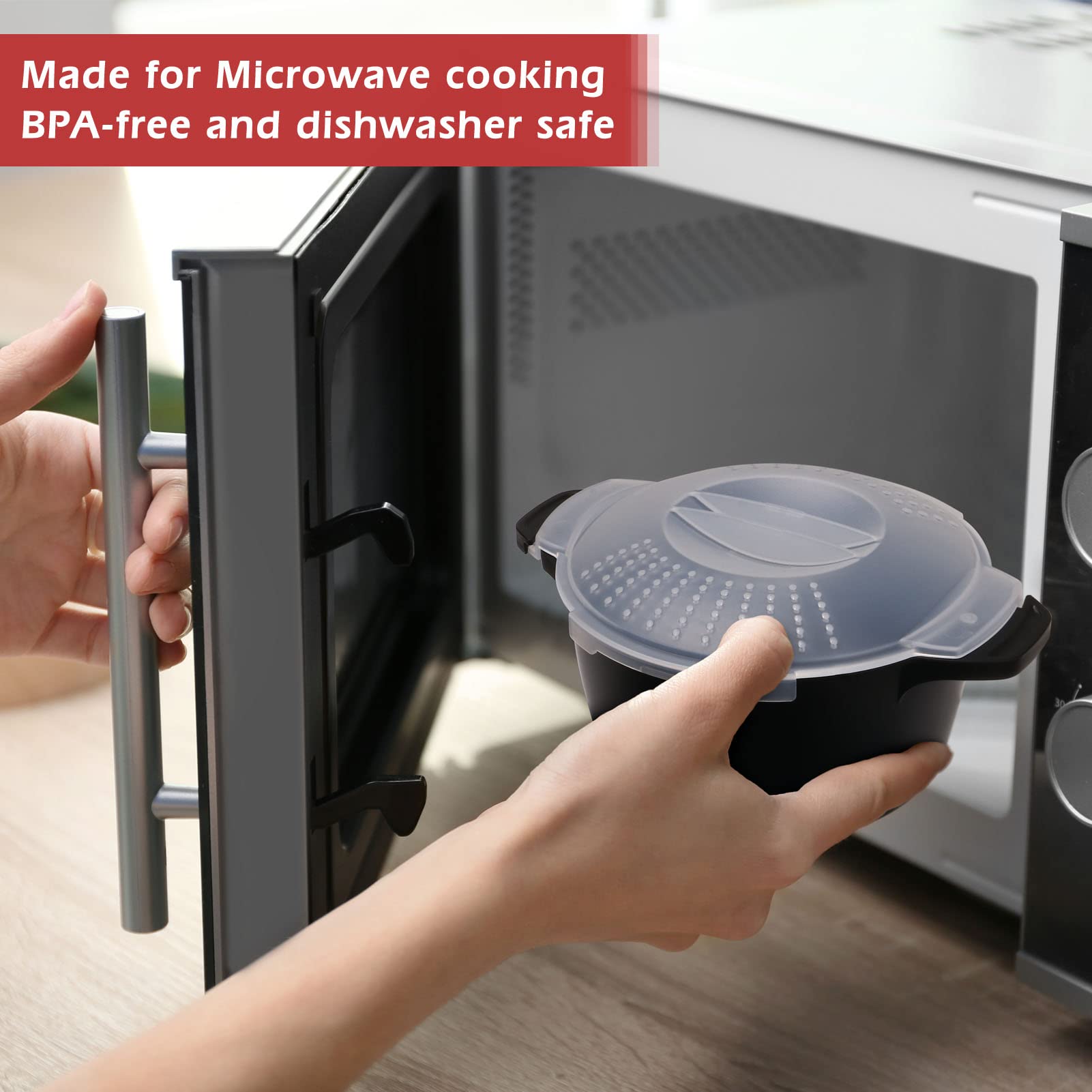 1 Quart BPA-Free Microwave Steamer & Cooker | Professional Small Cookware for Vegetables | Dishwasher Safe | Perfect for Quick Healthy Meals & Meal Prep