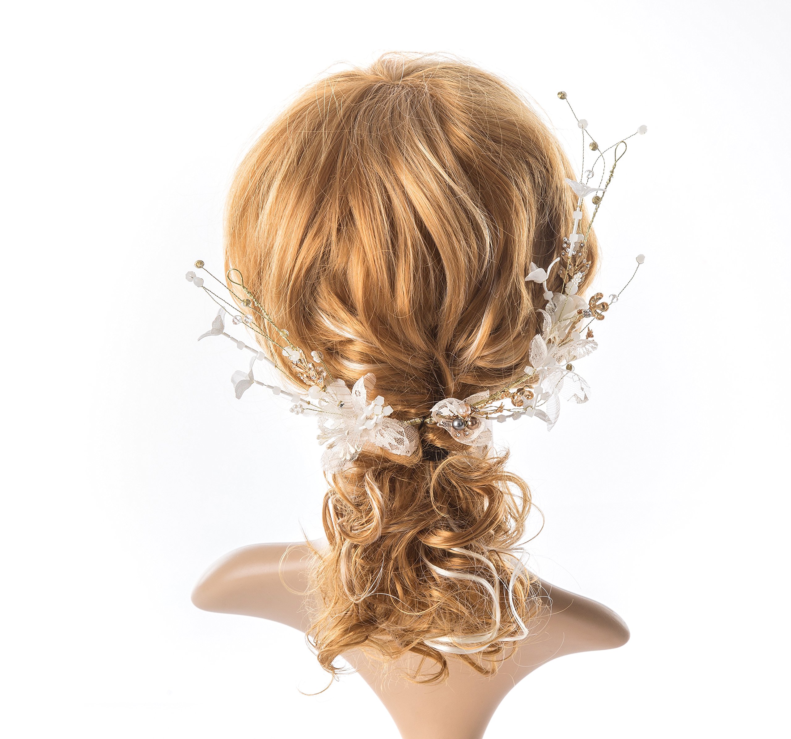 Silver Floral Hair Vine for Weddings - Elegant Bridal Headpiece & Hair Wreath Style Clip | Perfect for Boho Brides, Prom, and Formal Events