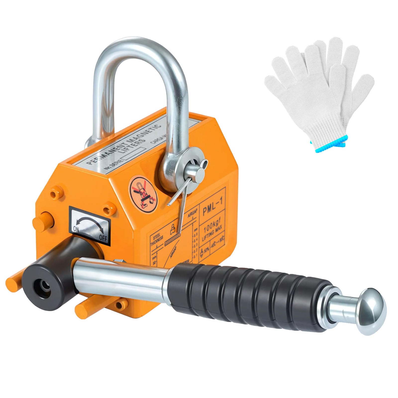 100KG/220Lbs Heavy Duty Permanent Magnetic Lifter - Steel Lifting Magnet for Shop Crane, Hoist & Metal Plates | Ideal for Construction, Warehouse & Industrial Material Handling