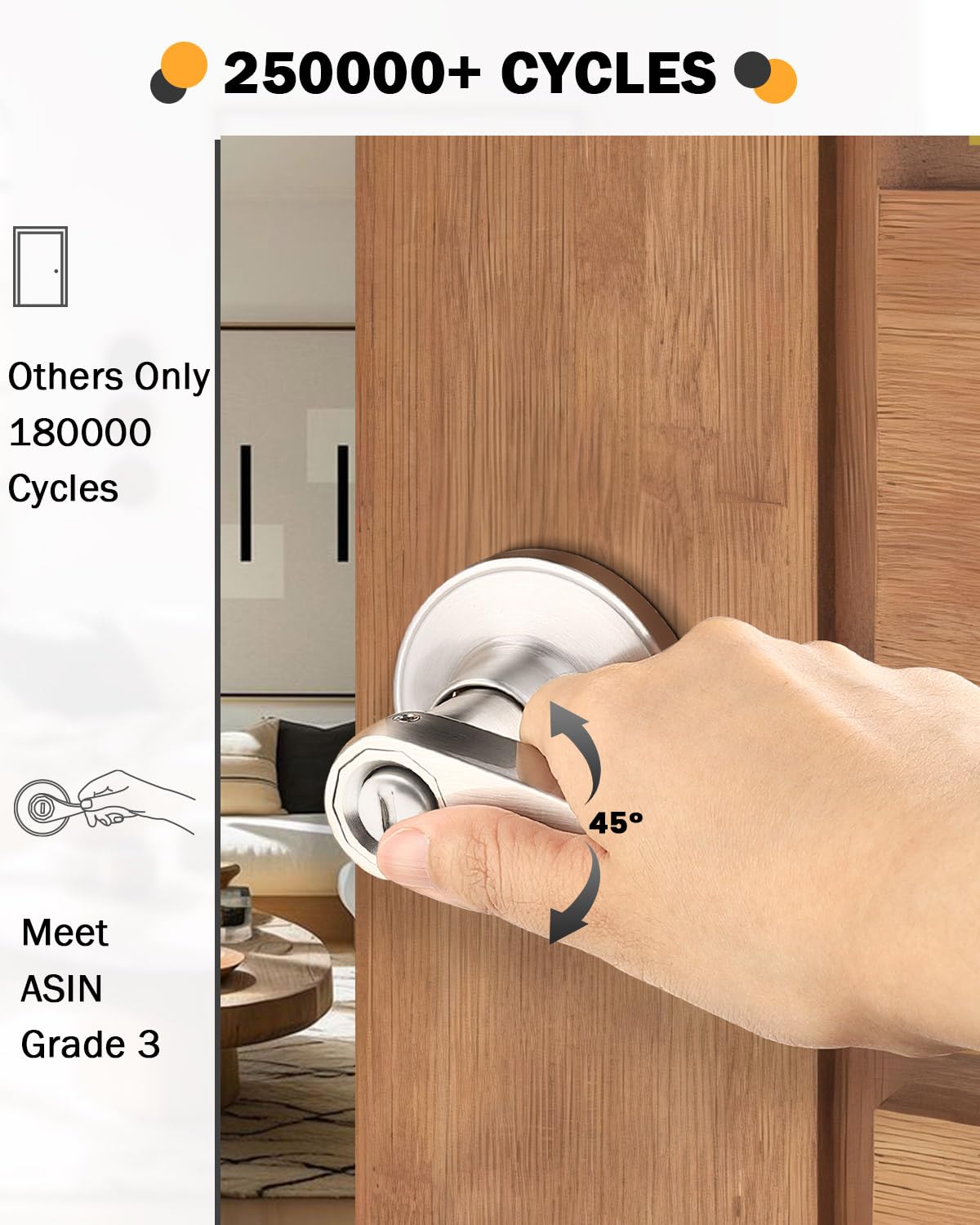 Gobrico 10 Pack Satin Nickel Privacy Keyless Door Handles - Interior Bathroom & Bedroom Door Levers, Heavy Duty Brushed Nickel Drop Style Door Knobs for Home, Office & Commercial Use