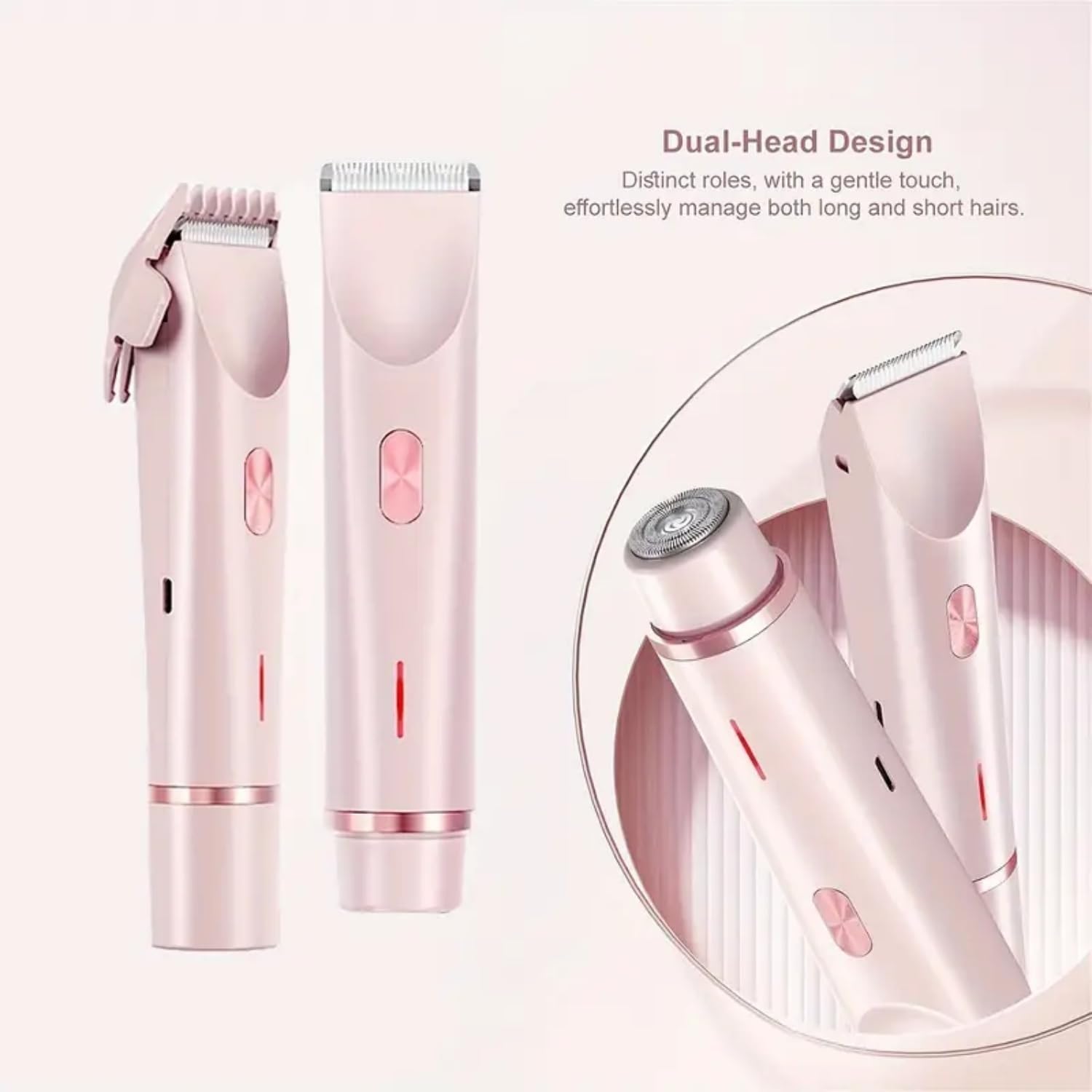 Bald Cat Razor for Women - IPX7 Waterproof Electric Shaver, 2-in-1 Pubic & Body Hair Trimmer, Painless Bikini & Leg Shaver for Smooth Skin - Perfect for Travel, Gym & Sensitive Areas (Pink)