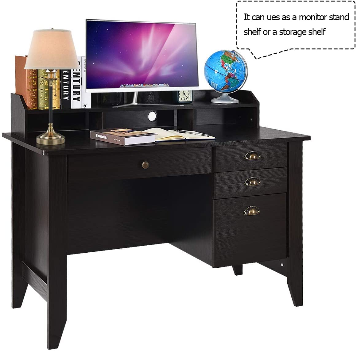Catrimown Computer Desk with Drawers & Hutch - 47