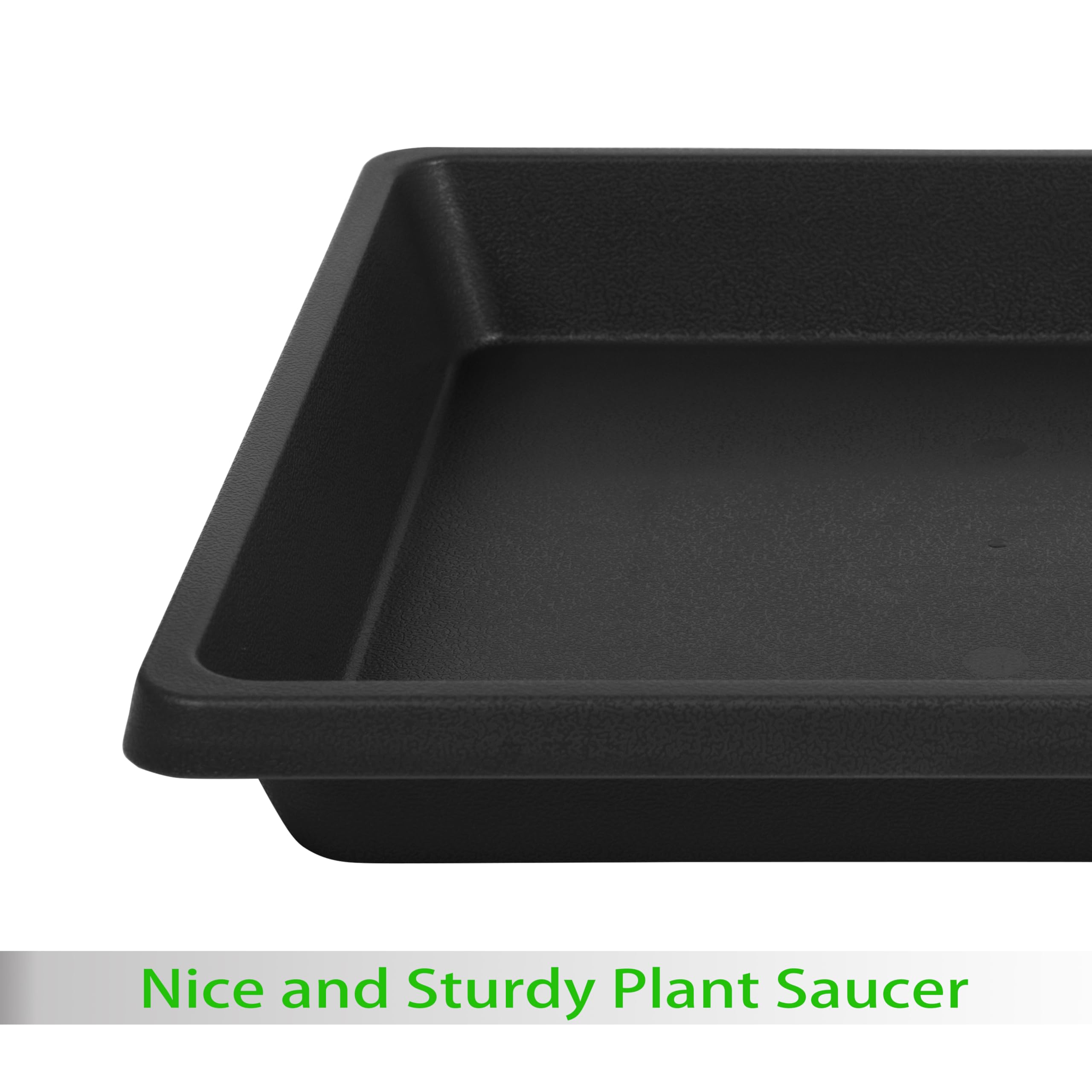 14 Inch Square Plant Saucers 2 Pack - Heavy Duty Plastic Plant Trays for 6-20 Inch Pots - Indoor/Outdoor Drip Trays for Potted Plants - Perfect for Home Garden, Balcony, Patio & Greenhouse Use