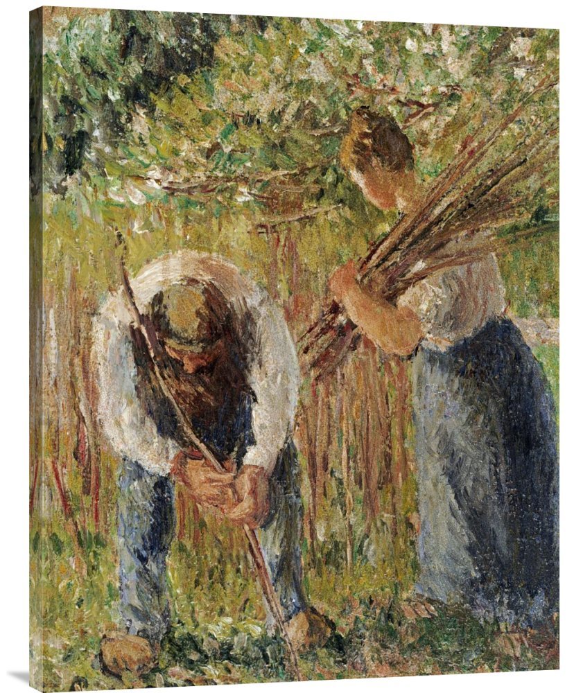 Camille Pissarro Farm Labourers Planting Stakes Canvas Wall Art Print - Gallery Wrap Giclee Reproduction - Home & Office Decor - Perfect for Living Room, Bedroom or Office Wall Decor