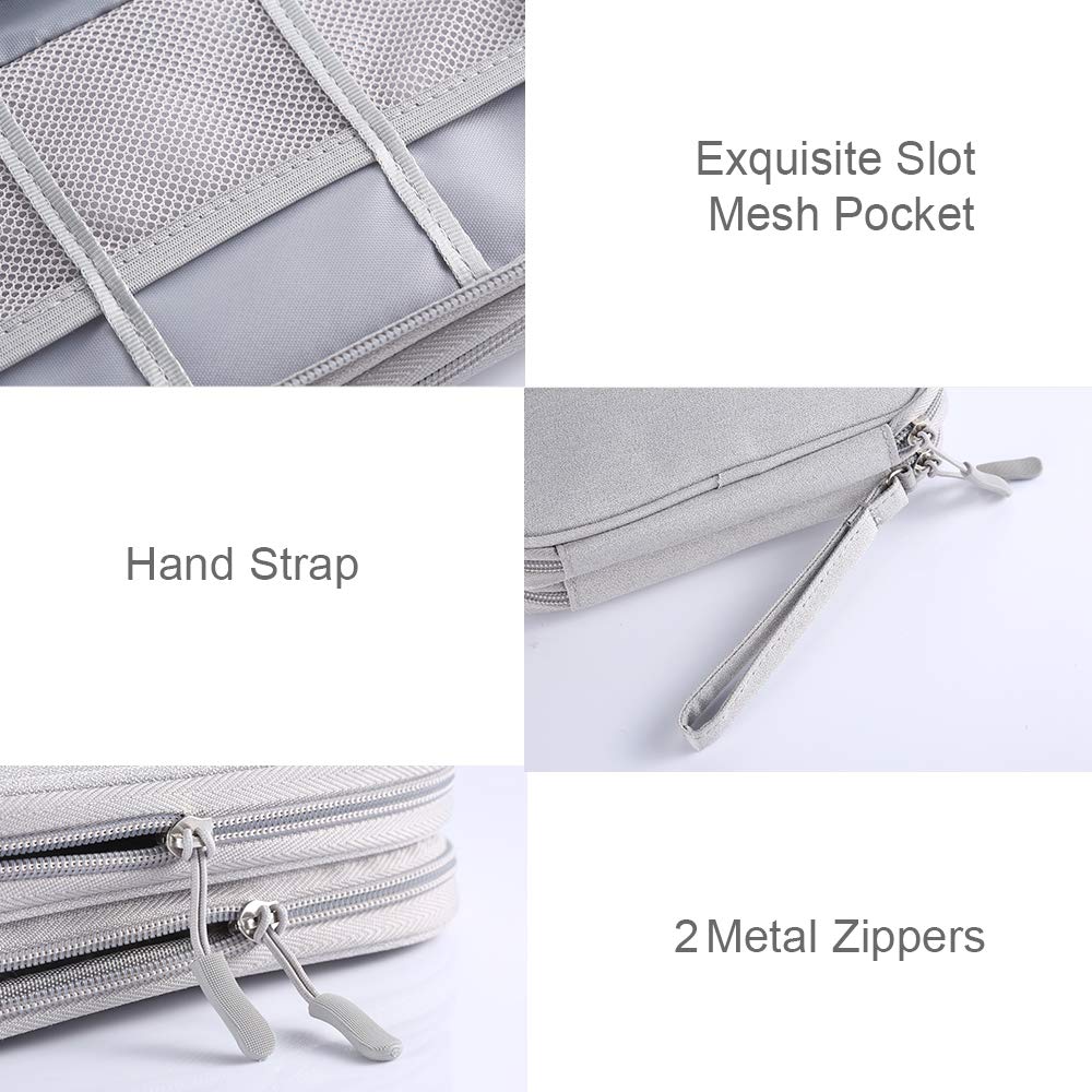 DDgro Travel Electronics Organizer Bag - Tech Case Pouch for Phone, SD Cards, Charger, Power Bank, Cables, Mouse & Headphones (Medium, Light Grey) - Perfect for Business Trips, Commuting & Air Travel