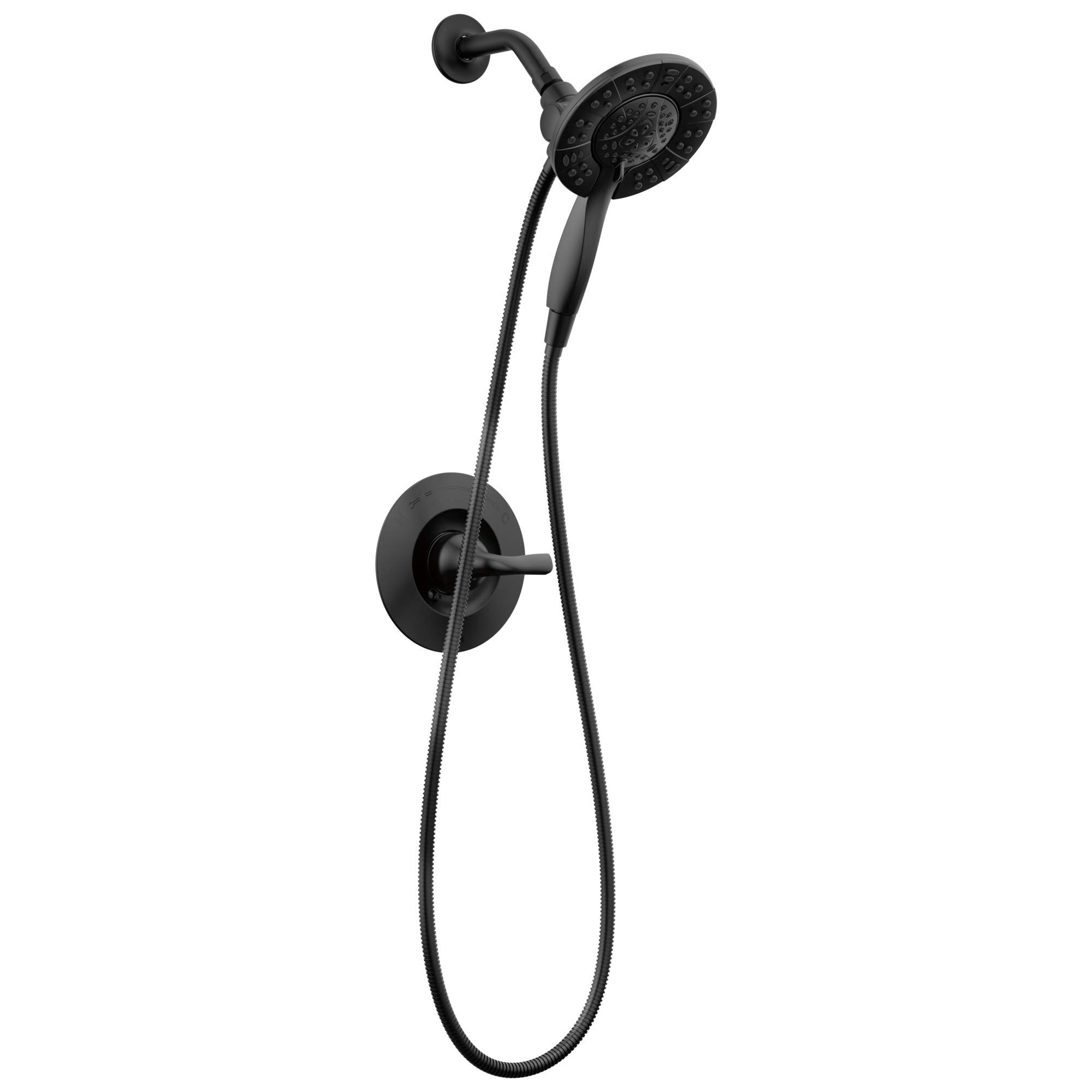Arvo 14 Series Matte Black Single-Handle Shower Faucet & Nicoli 3-Hole Widespread Bathroom Sink Faucet with Drain Assembly - Modern Matte Black Finish for Bathroom & Shower Renovation (Model 35749LF-BL)