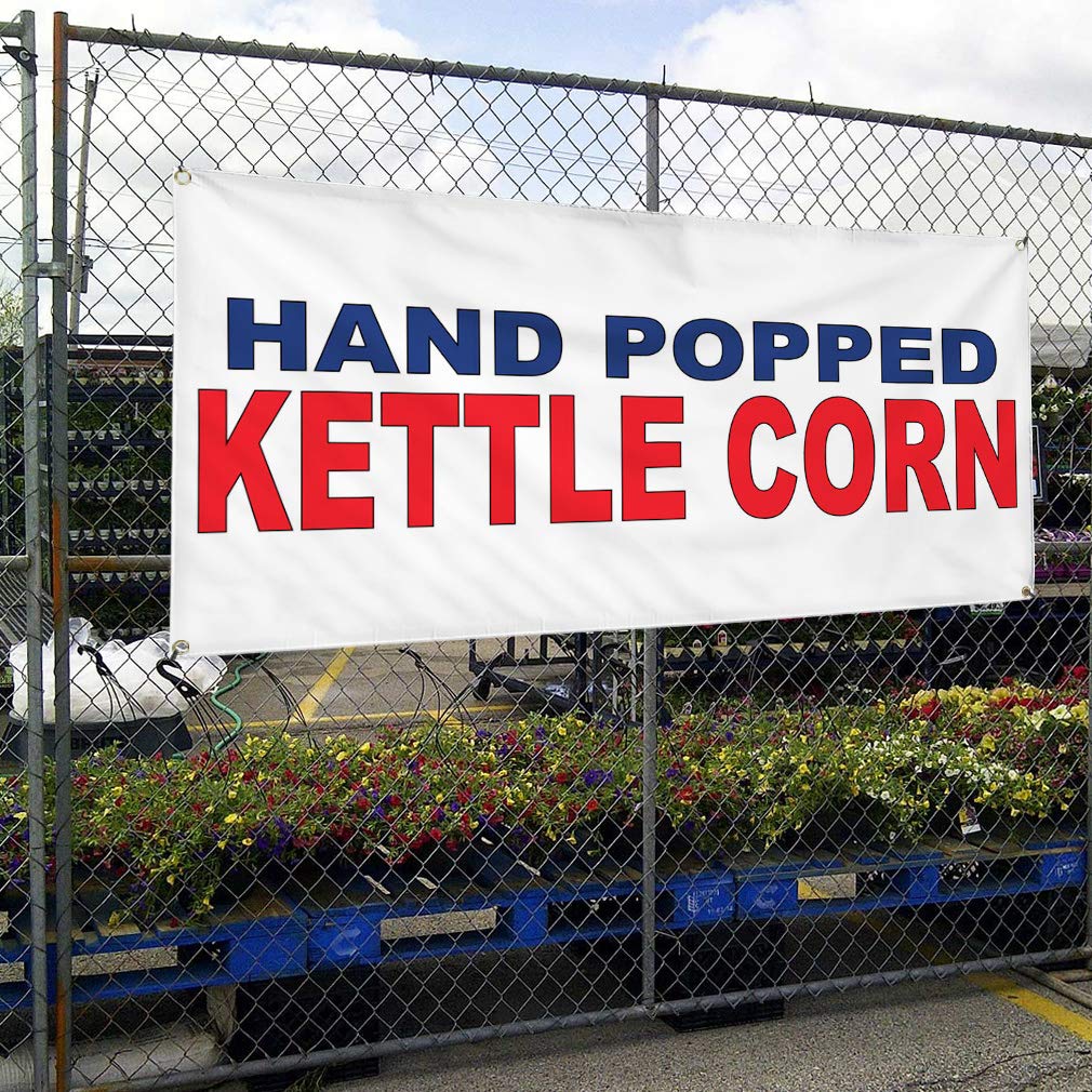 Premium Vinyl Banner 48x96 Inches - Weatherproof, Heavy-Duty with 8 Grommets for Restaurant, Food Truck & Outdoor Events - Ideal for Kettle Corn Stands, Yard Signs, and Industrial Use