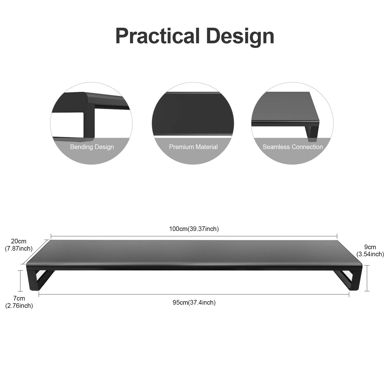 VAYDEER Dual Aluminum Monitor Stand Riser - Heavy Duty & Sturdy Laptop/Computer/TV/Printer Stand with Cable Management - Perfect for Home Office, Gaming Setup & Workspace Organization