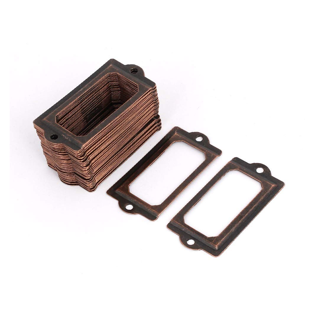 70mm x 33mm Iron Pharmacy Drawer Label Holders - 50pcs Set with Copper Tone for Office & Medical Organization | Durable Medicine Cabinet Tags for Efficient Storage & Prescription Management