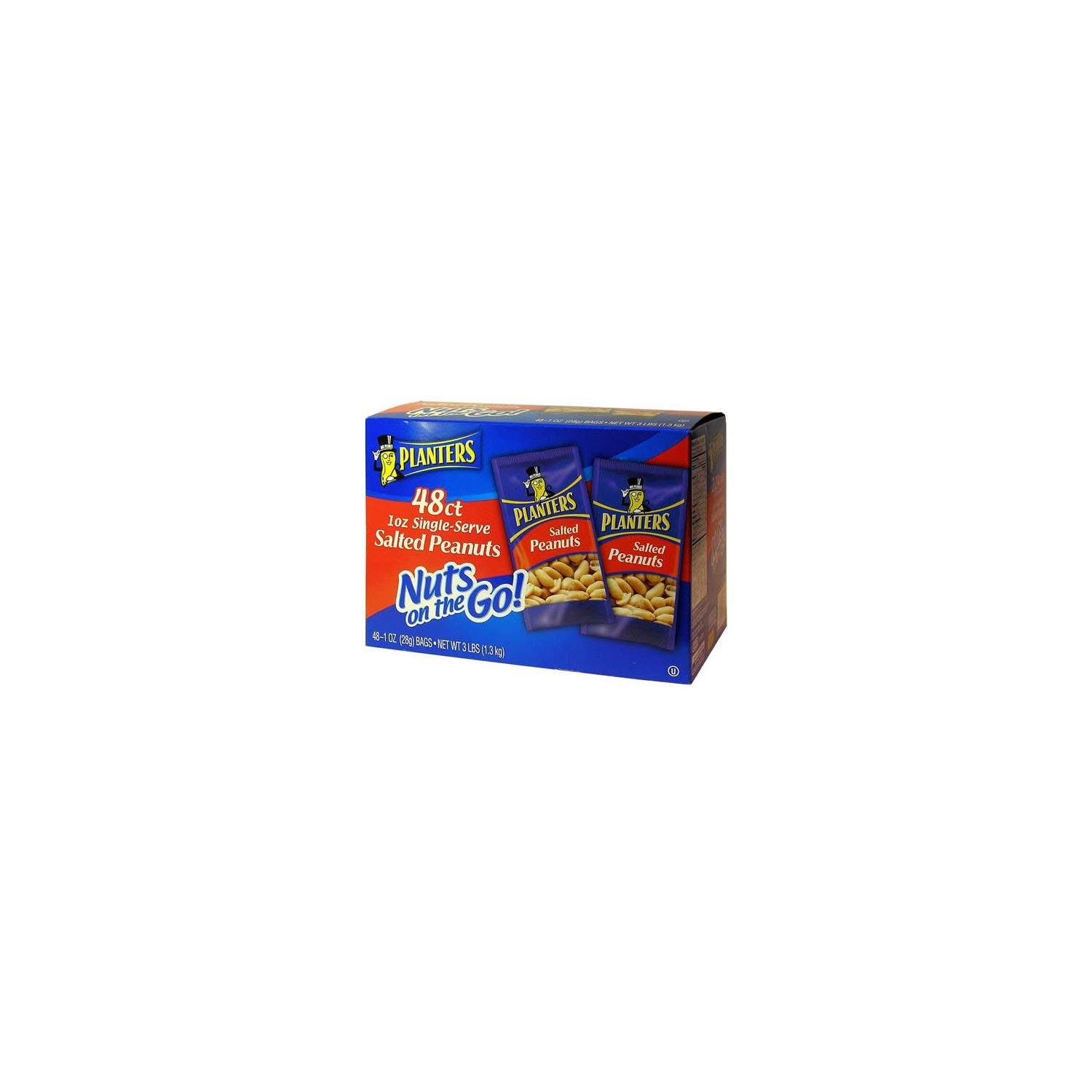 Planters Salted Peanuts - 48 Count (1 Ounce Bags) | 4 Pack Bulk Snacks | Perfect for Office, Parties & Road Trips
