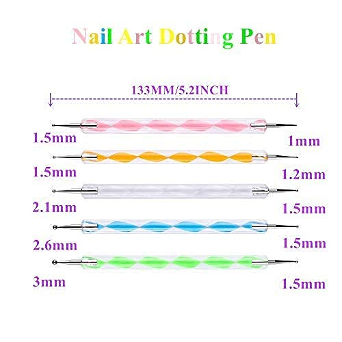20 Pcs Professional Nail Art Brush Set - Dotting Tools, UV Polish Brushes, Acrylic Nail Design Kit for Manicure, Nail Painting & Art Drawing | Perfect for Salon, Home DIY & Professional Nail Artists