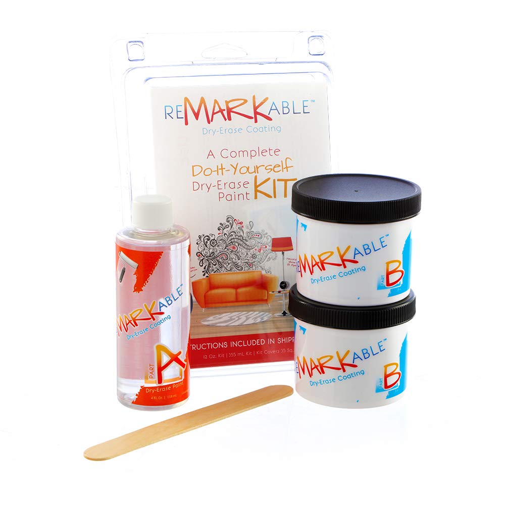 Remarkable Whiteboard Dry Erase Paint Kit - 35 ft² Clear Coating, Transforms Any Surface into a Whiteboard (12 fl oz) - Perfect for Home Offices, Classrooms & DIY Projects