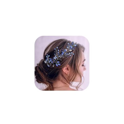 The Enchanted Blue Crystal Bridal Hair Vine