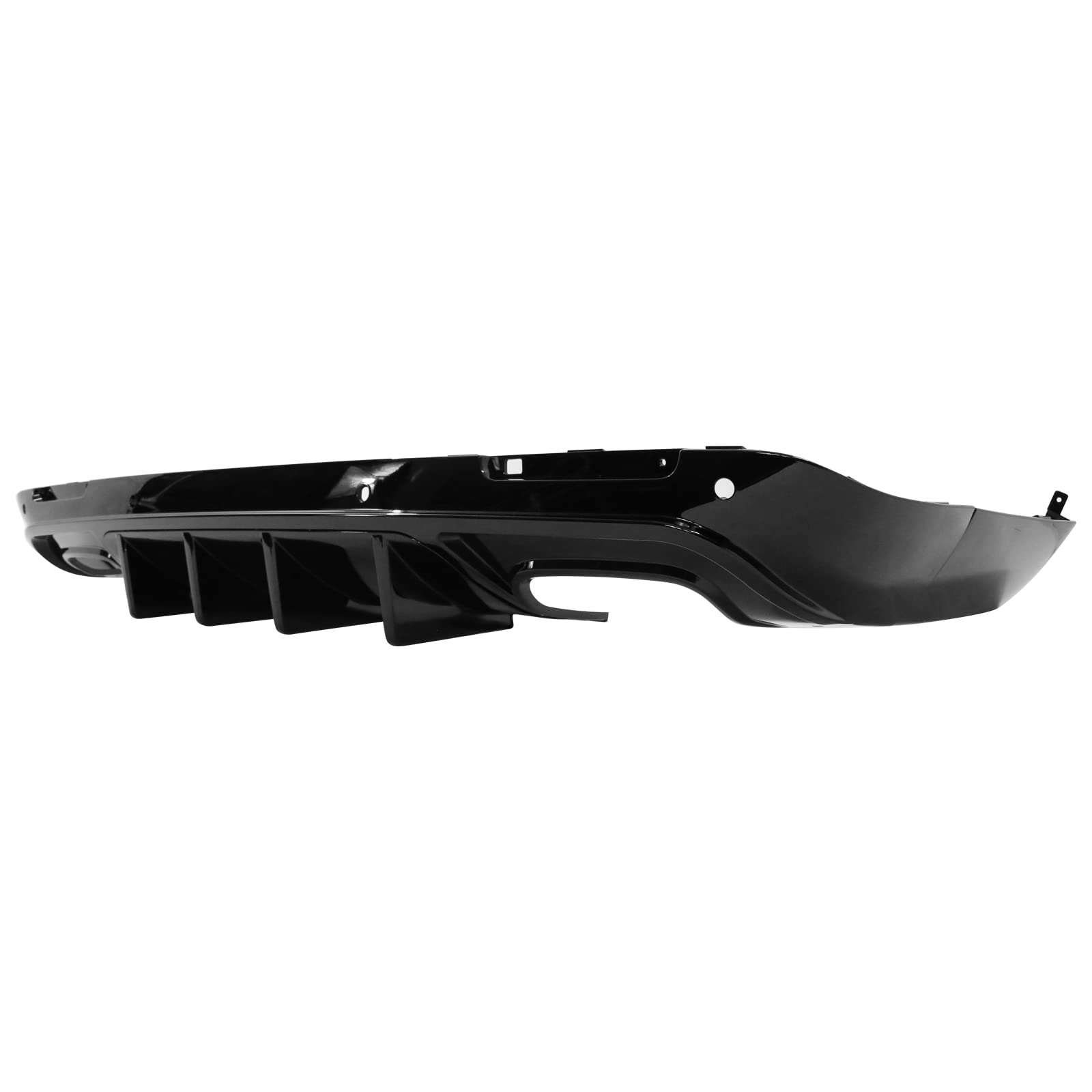 IKON MOTORSPORTS Rear Diffuser for 2015-2023 Dodge Challenger | V1 Style Gloss Black PP Rear Bumper Lip Spoiler with Shark Fins | Enhances Aerodynamics & Sporty Look | Perfect for Car Enthusiasts & Street Racing