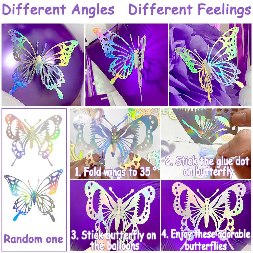**Elegant Purple & White Birthday Party Decorations Kit - Tissue Pom Pom Flowers, Happy Birthday Banner, Foil Fringe Curtain, Butterfly Stickers & Cake Toppers for Women, Girls, Kids - Perfect for Birthday Parties, Baby Showers & Special Celebrations**