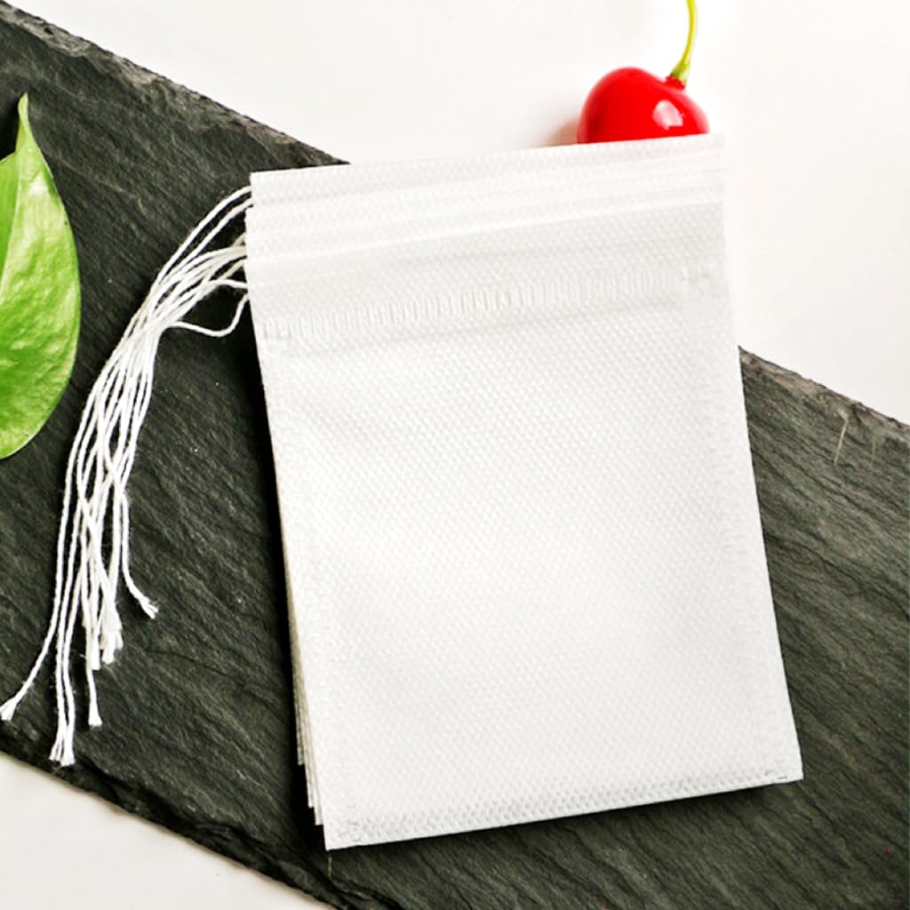 240 Unbleached Disposable Tea Bags with Drawstring - 1.97 x 2.75 Inch Empty Tea Filter Bags for Loose Leaf Tea & Coffee Brewing - Perfect for Home, Office, and Travel Use