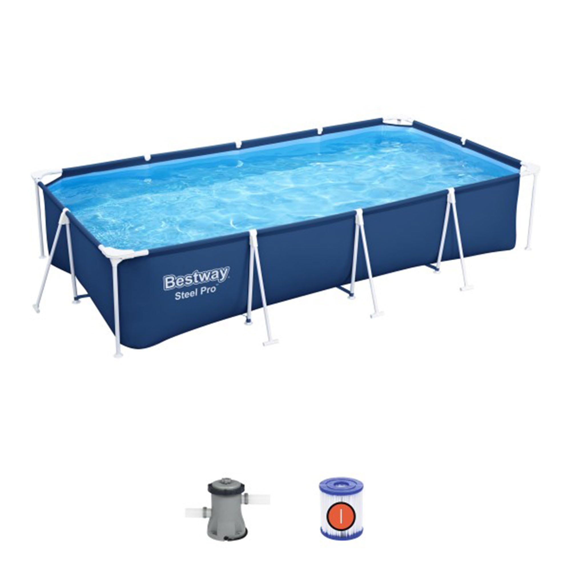Bestway Steel Pro 13ft x 32in Rectangular Above Ground Outdoor Pool - Heavy Duty Steel Frame, 1,506 Gallon Capacity, Durable Vinyl Liner, Blue - Perfect for Backyard Swimming, Family Fun, and Summer Relaxation