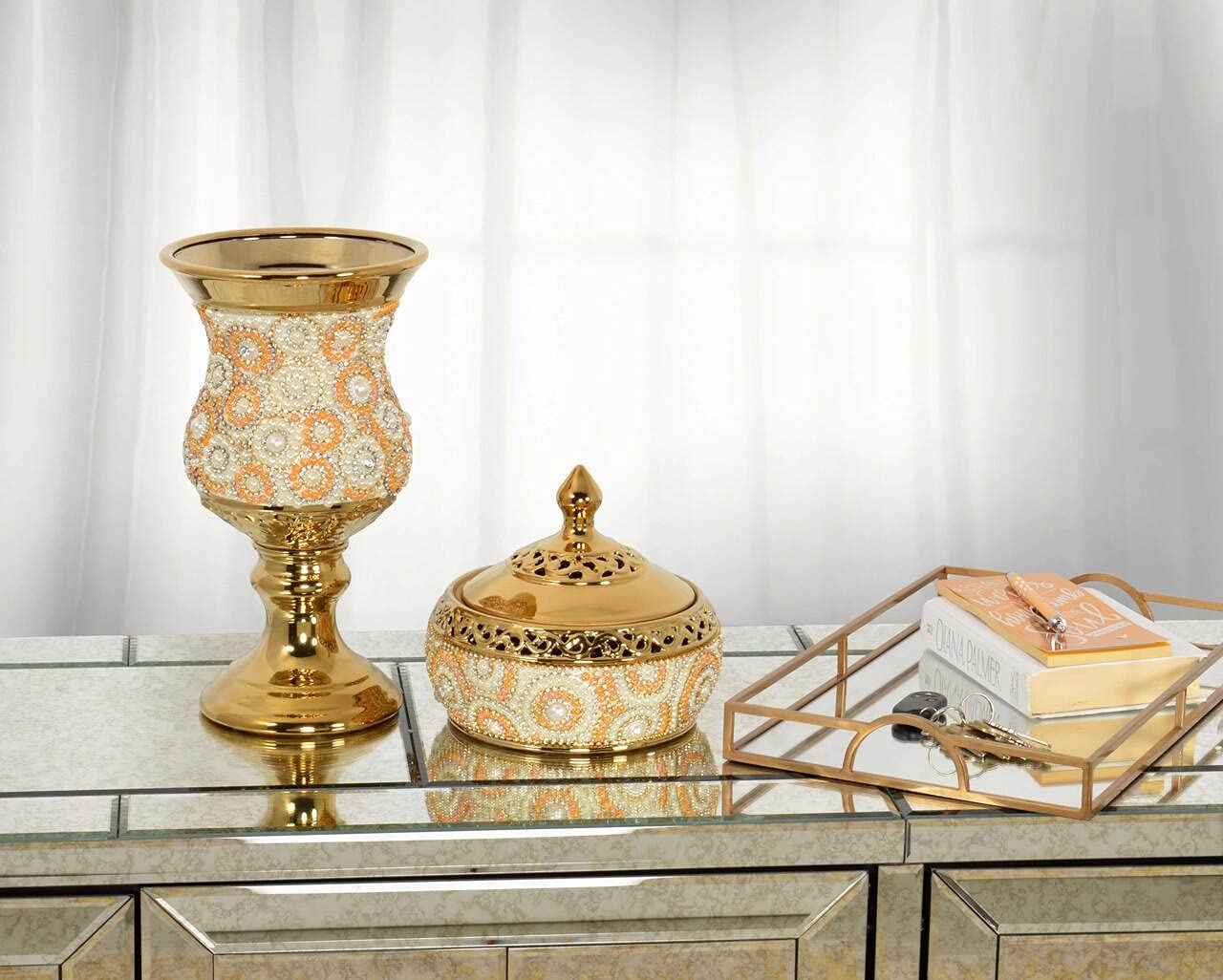 Elegant Gold Pearl Jewelry Box for Women - Decorative Storage for Rings, Necklaces & Earrings - Perfect for Gifts, Vanity & Travel Accessories