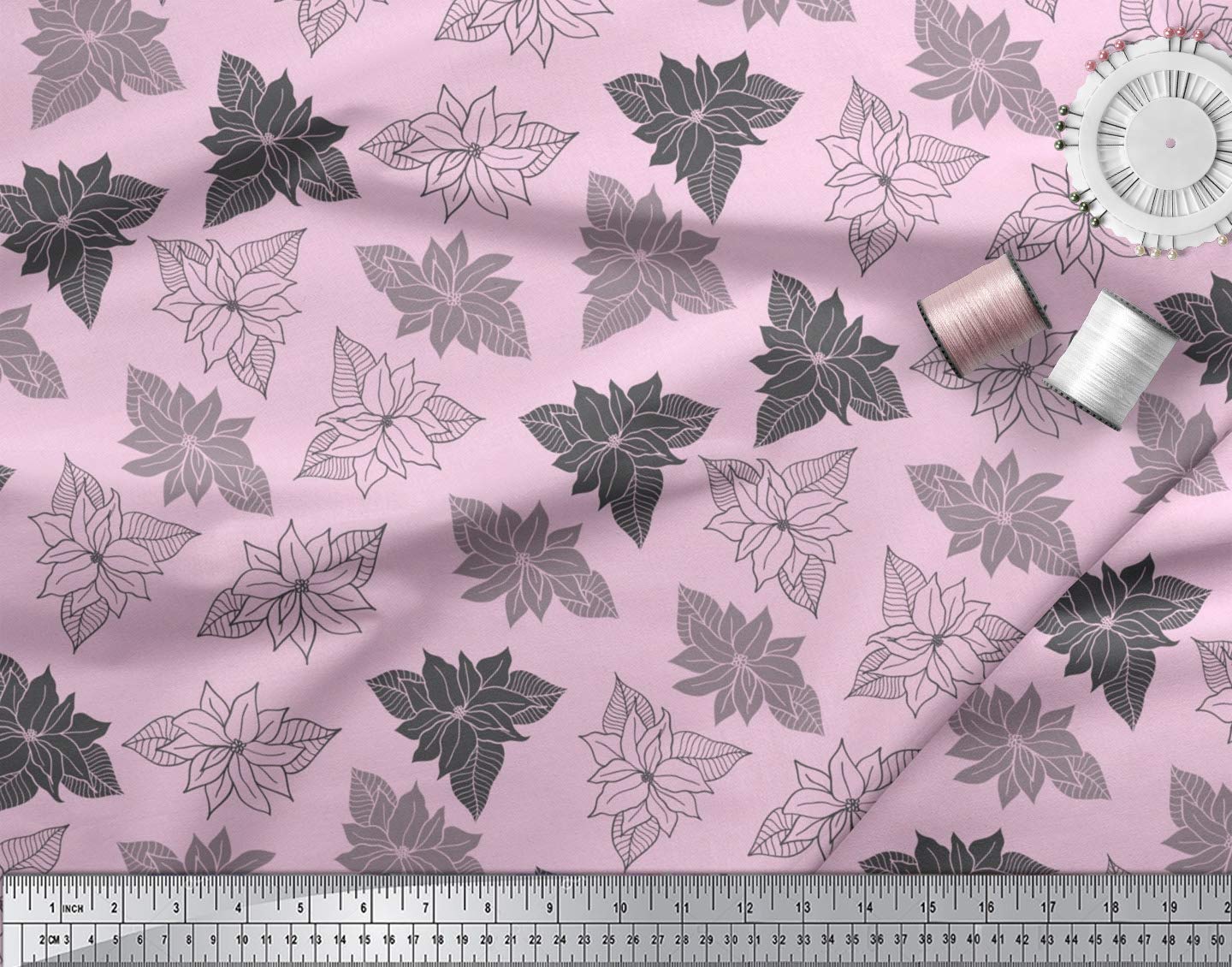 Soimoi Moss Georgette Pink Fabric by The Yard - 42 Inch Wide - Arbatax Lily Floral Printed Fabric for Dresses, Curtains & Home Decor | Elegant & Exotic Fashion Fabric for DIY Sewing Projects