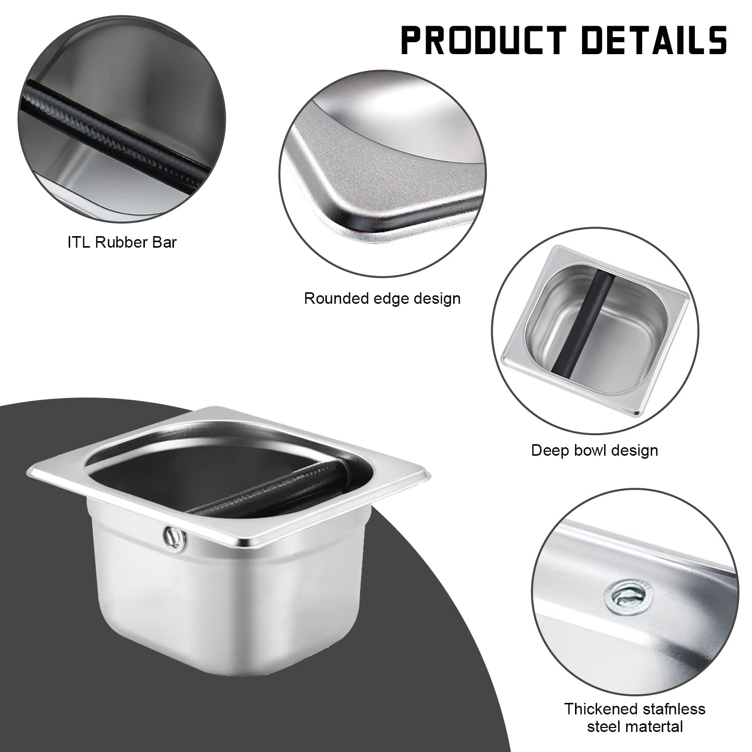 Premium Stainless Steel Coffee Knock Box - Durable Coffee Grounds Container with Easy-Clean Design | Perfect for Espresso Bars, Home Kitchens & Coffee Shops | Essential Barista Accessory for Waste Disposal