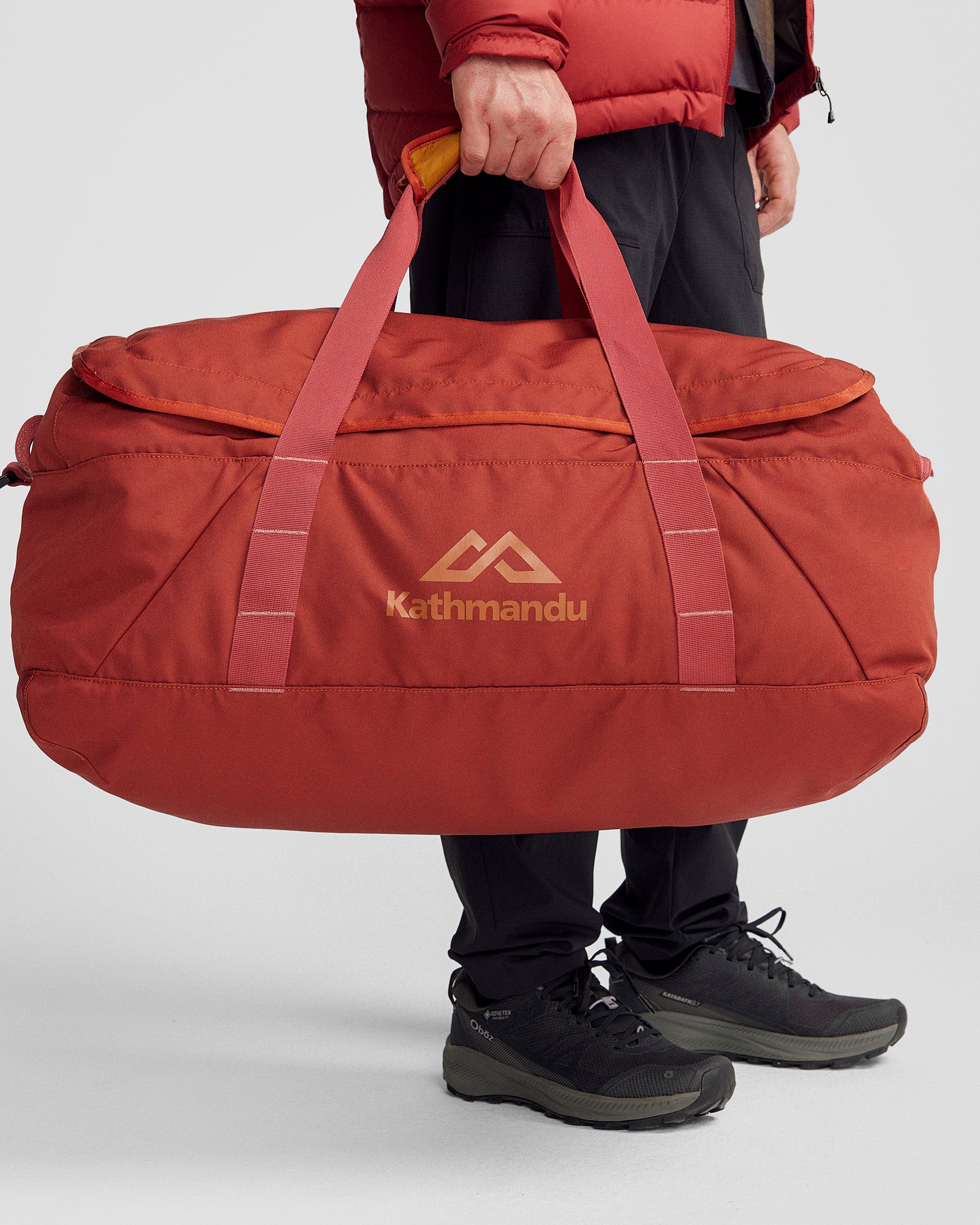 70L Indus Base Duffel Bag - Durable Redwood Travel Duffel for Camping, Hiking & Gym - Water-Resistant Large Capacity Carry-On Luggage