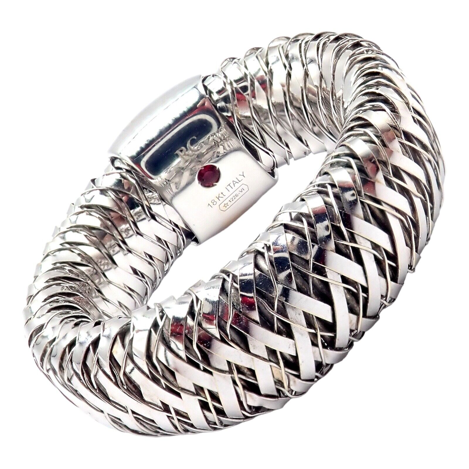 Authentic Roberto Coin Primavera 18K White Gold Diamond Flexible 10mm Ring - Elegant Jewelry for Weddings, Anniversaries & Special Occasions