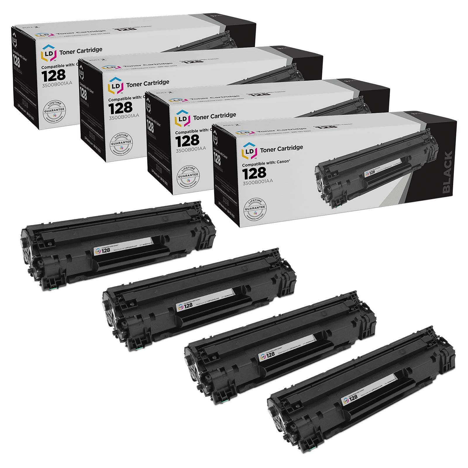 Canon 128 3500B001AA Compatible Toner Cartridge Replacement (4-Pack, Black) - High Yield Printing for Office & Home Use, Works with Canon ImageCLASS MF229dw/MF226dn Printers