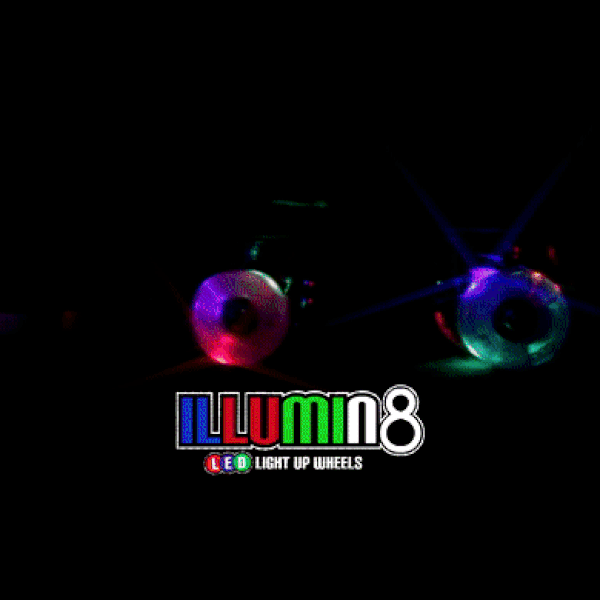Crazy Illumin8 62mm LED Light Up Wheels 2 Pack - Glow in The Dark Skateboard Wheels for Night Riding & Outdoor Activities