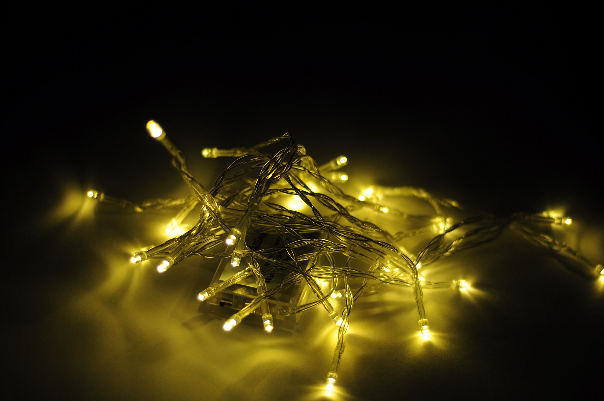 Karlling 13ft Battery Operated Fairy Lights - Durable LED String Lights with Clear Wire for Christmas Decorations, Wedding Party, Valentine's Day & Halloween - Indoor Outdoor Twinkle Lights (Warm White) - Perfect for Bedroom, Garden, Patio and Holiday Decor