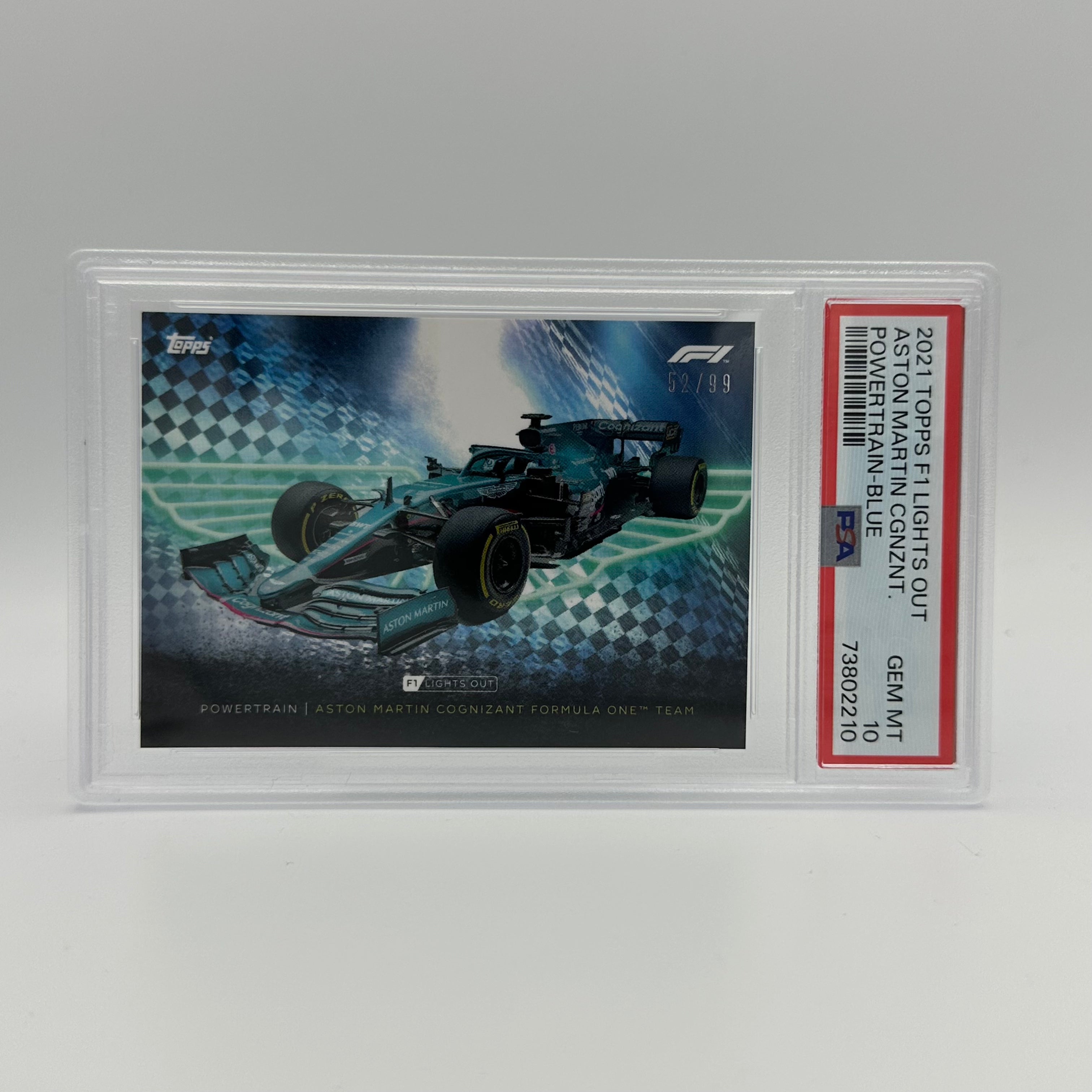 PSA 10 52/99 Aston Martin Cognizant F1 Team Powertrain Blue - Limited Edition Formula 1 Collectible Card for Racing Fans & Memorabilia Enthusiasts