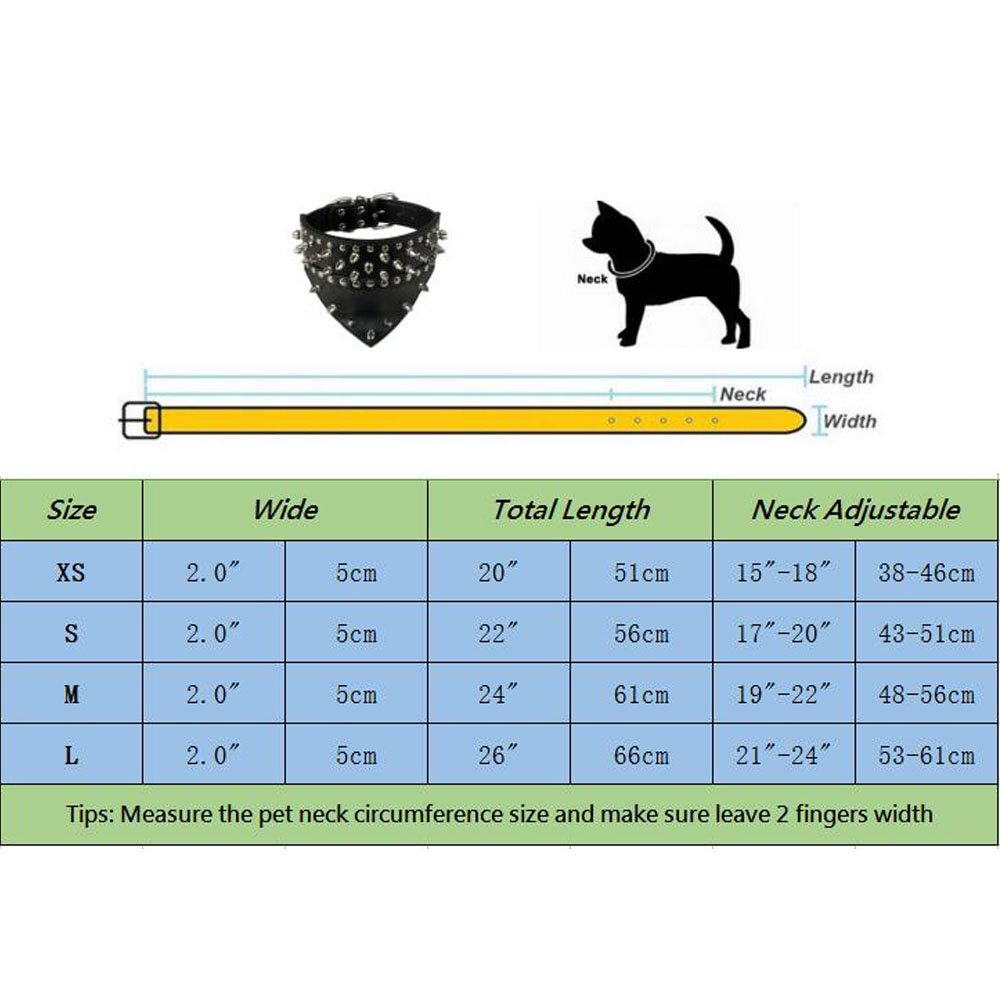 Avenpets Fashion Bandana Style Spiked Leather Dog Collar with Studs - Adjustable Training & Walking Collar for Medium Dogs (Golden Brown, Neck 21-24