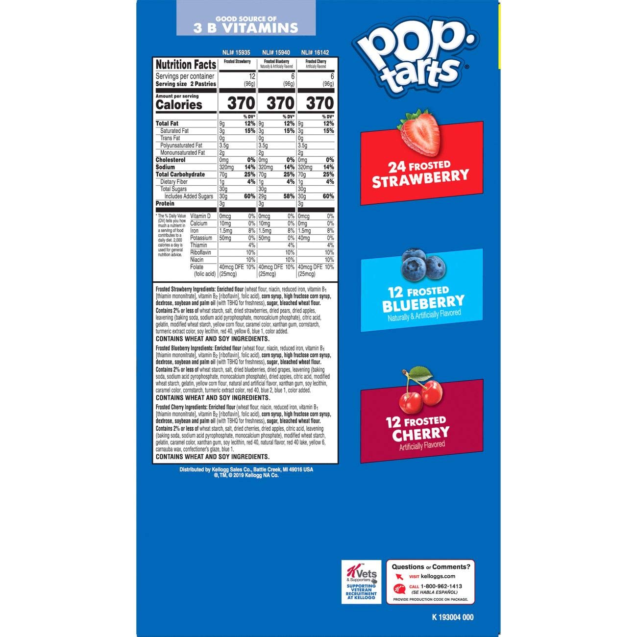Pop-Tarts Giant Variety Pack 48 Count - 2.3 Kg (Strawberry, Cherry & Blueberry) | Breakfast Pastries, Snacks & On-the-Go Treats for Kids & Adults